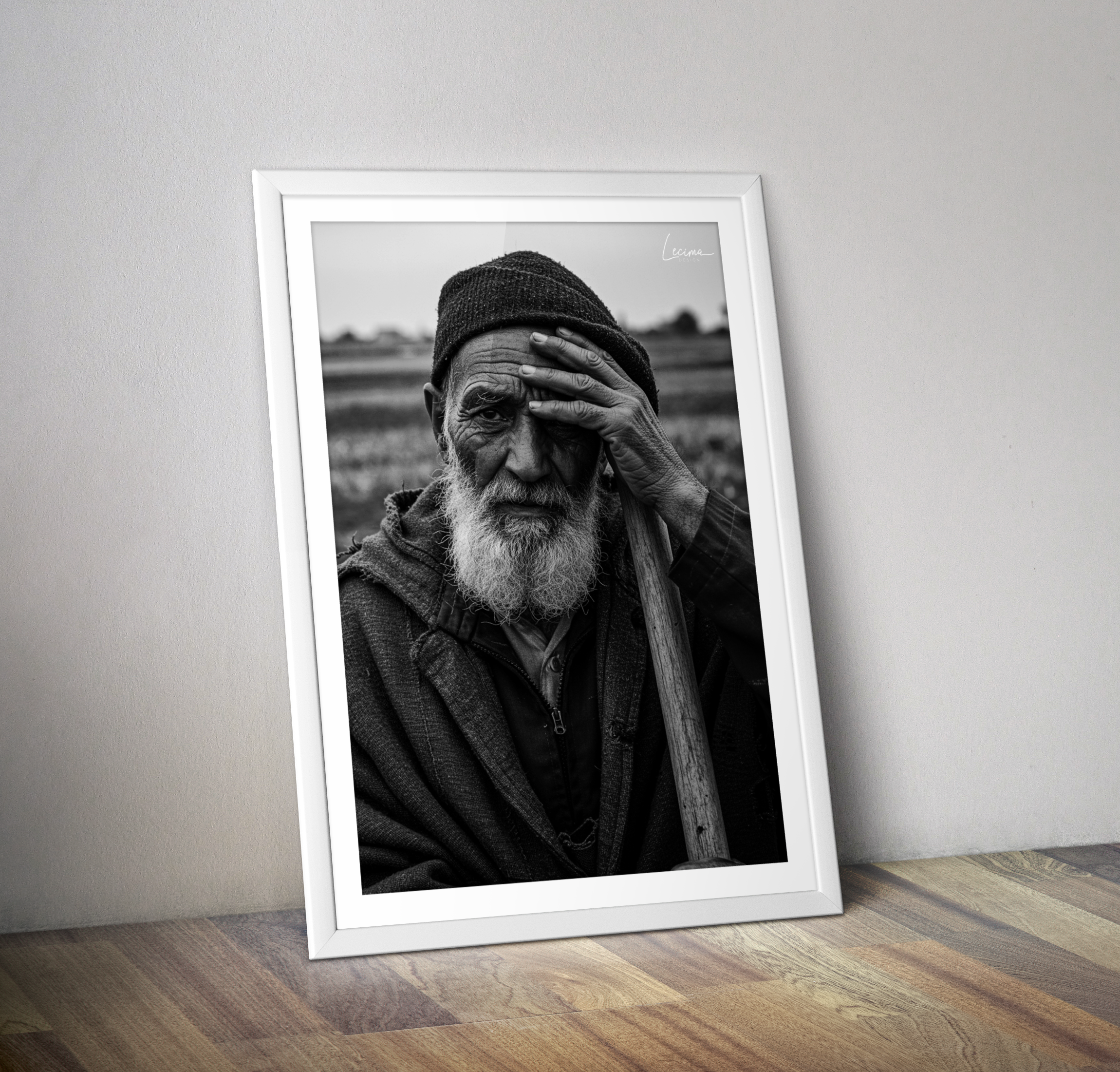 Affiche paysan arabe Maroc - Poster marocain noir et blanc