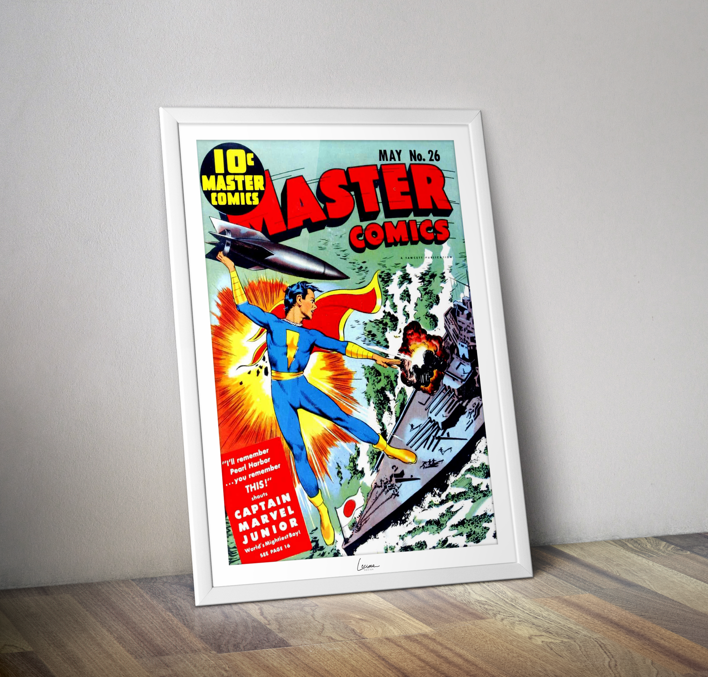 Poster Captain Marvel Master comics - Affiche vintage couverture Comics