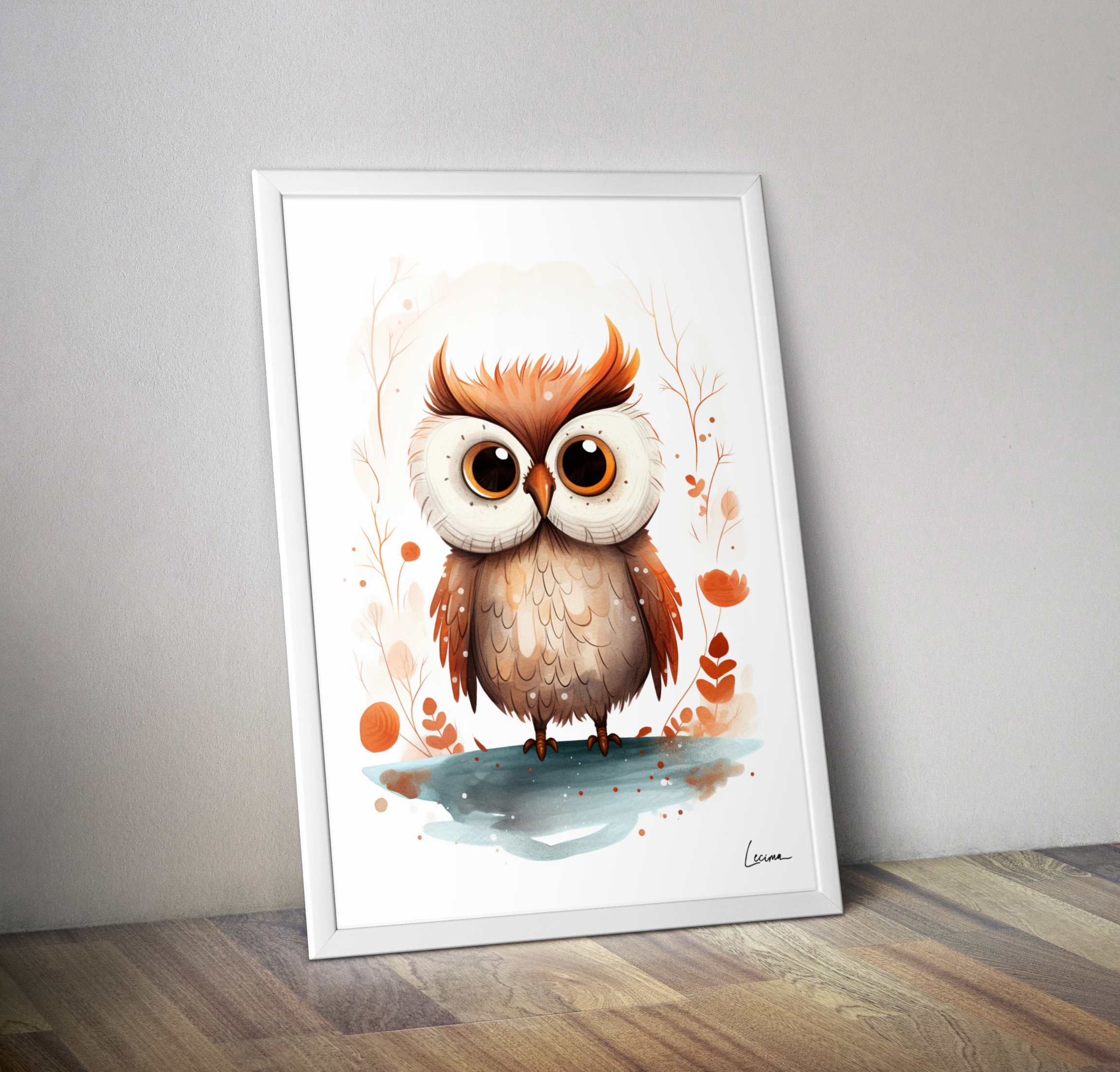 Affiche hibou décoration chambre enfant - Poster bébé