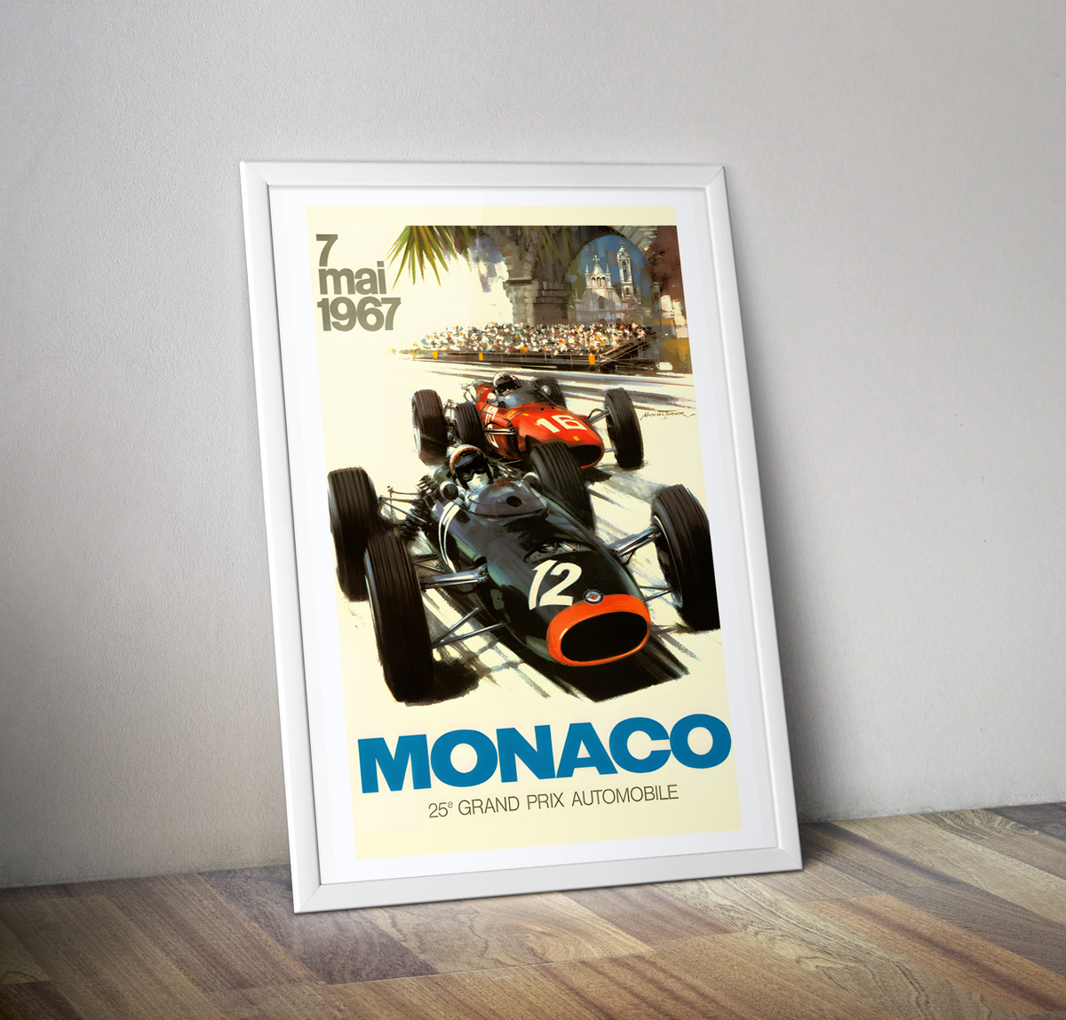 Affiche Monaco grand prix 1967 - Poster vintage course automobile