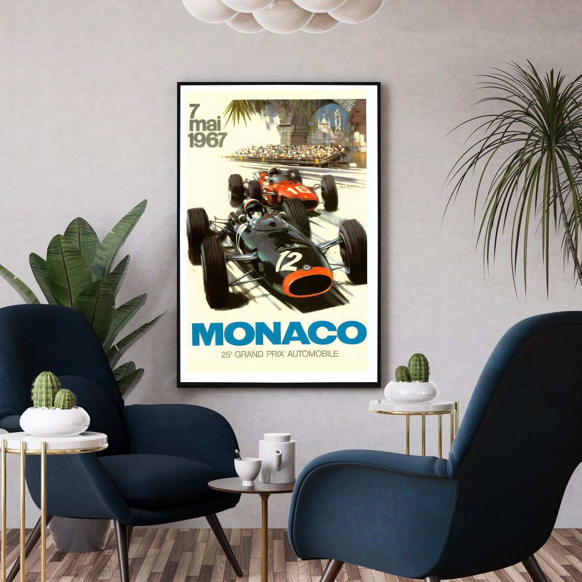 Affiche Monaco grand prix 1967 - Poster vintage course automobile