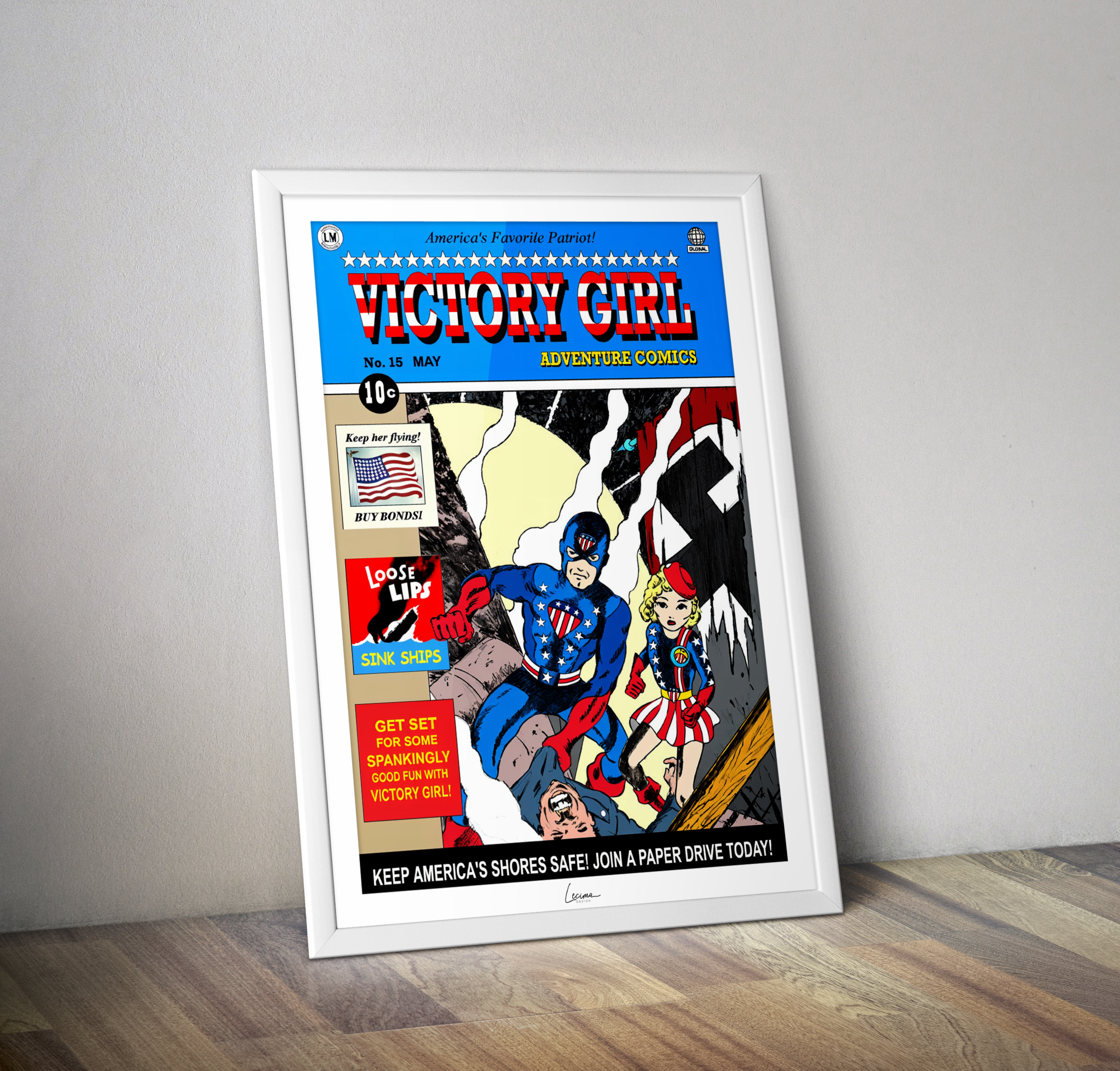 Poster VICTORY Girl Adventure comics - Affiche vintage couverture