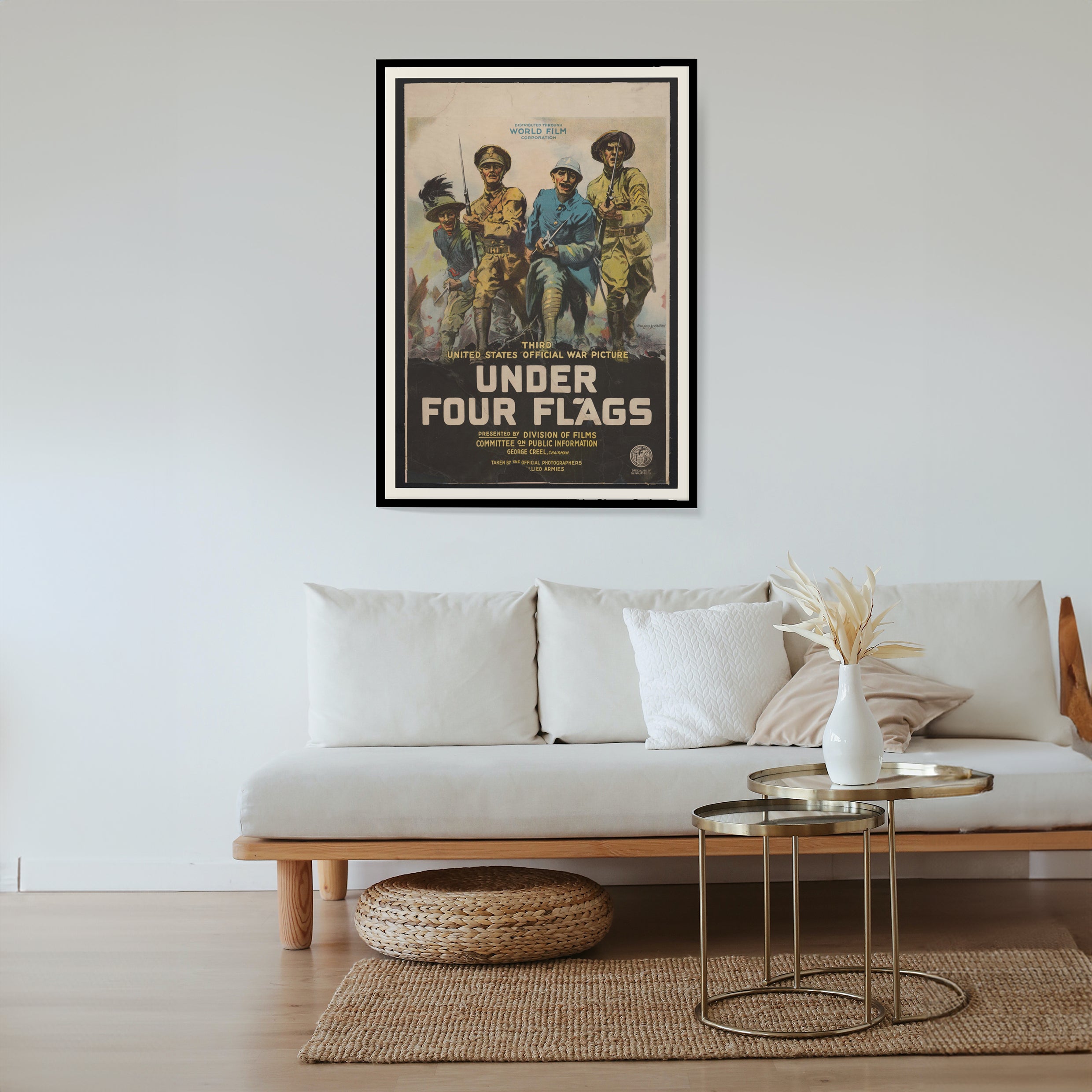 Affiche film Under four Flags de 1917 - Cinéma poster vintage