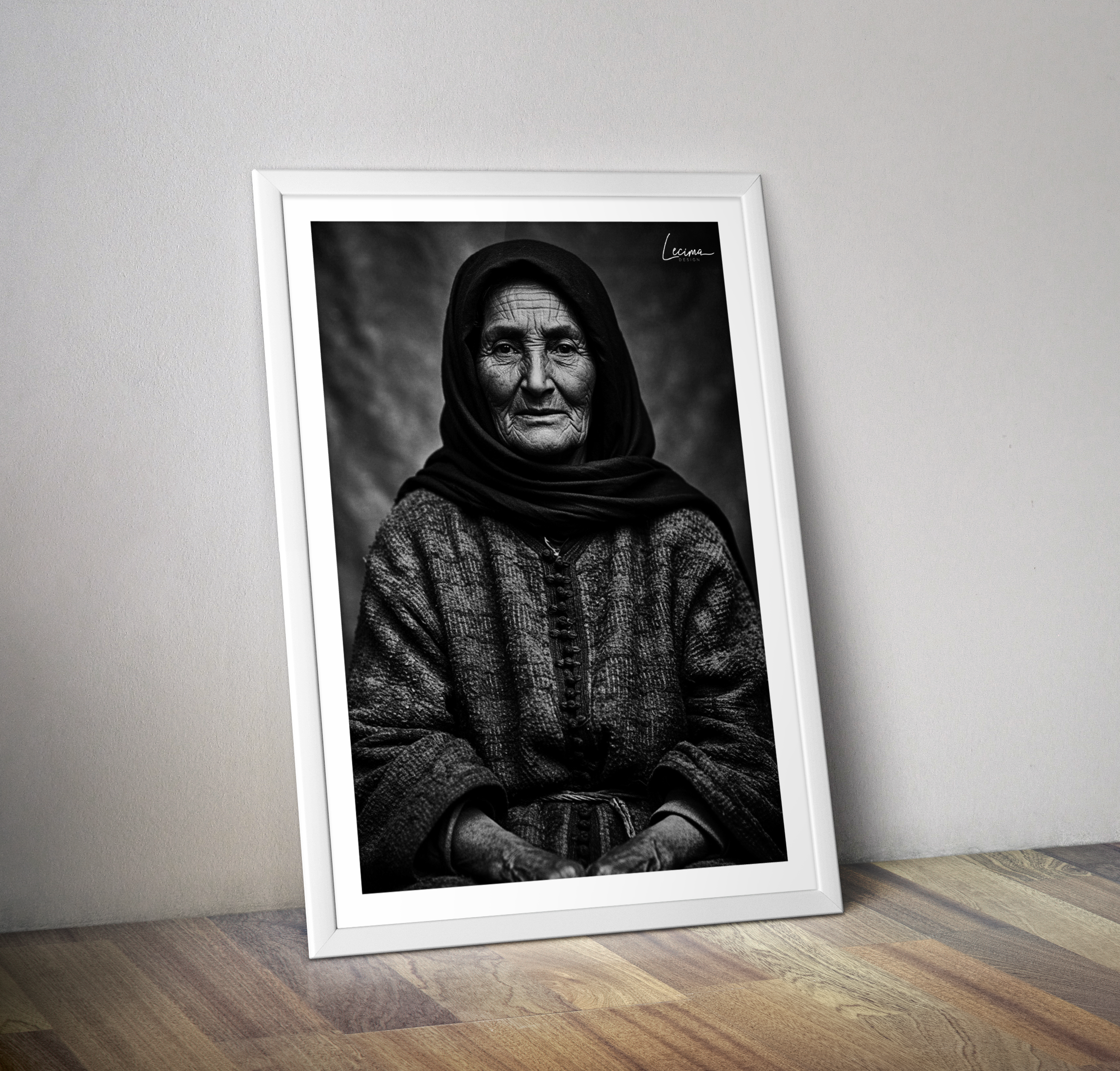 Affiche portrait femme Maroc - Poster noir et blanc Maroc Marrakech