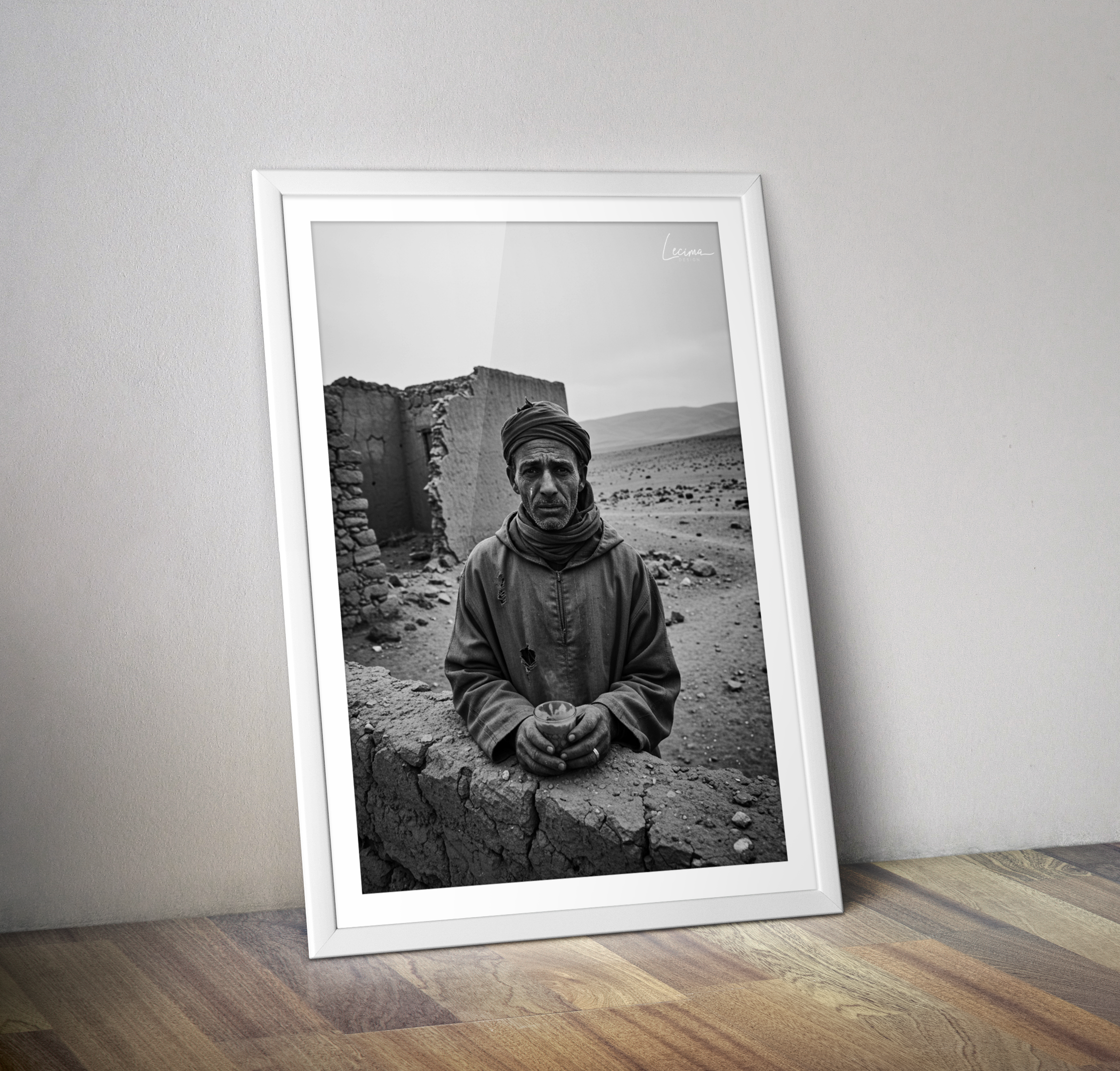 Affiche vieille homme village Maroc - Poster Maroc Marrakech