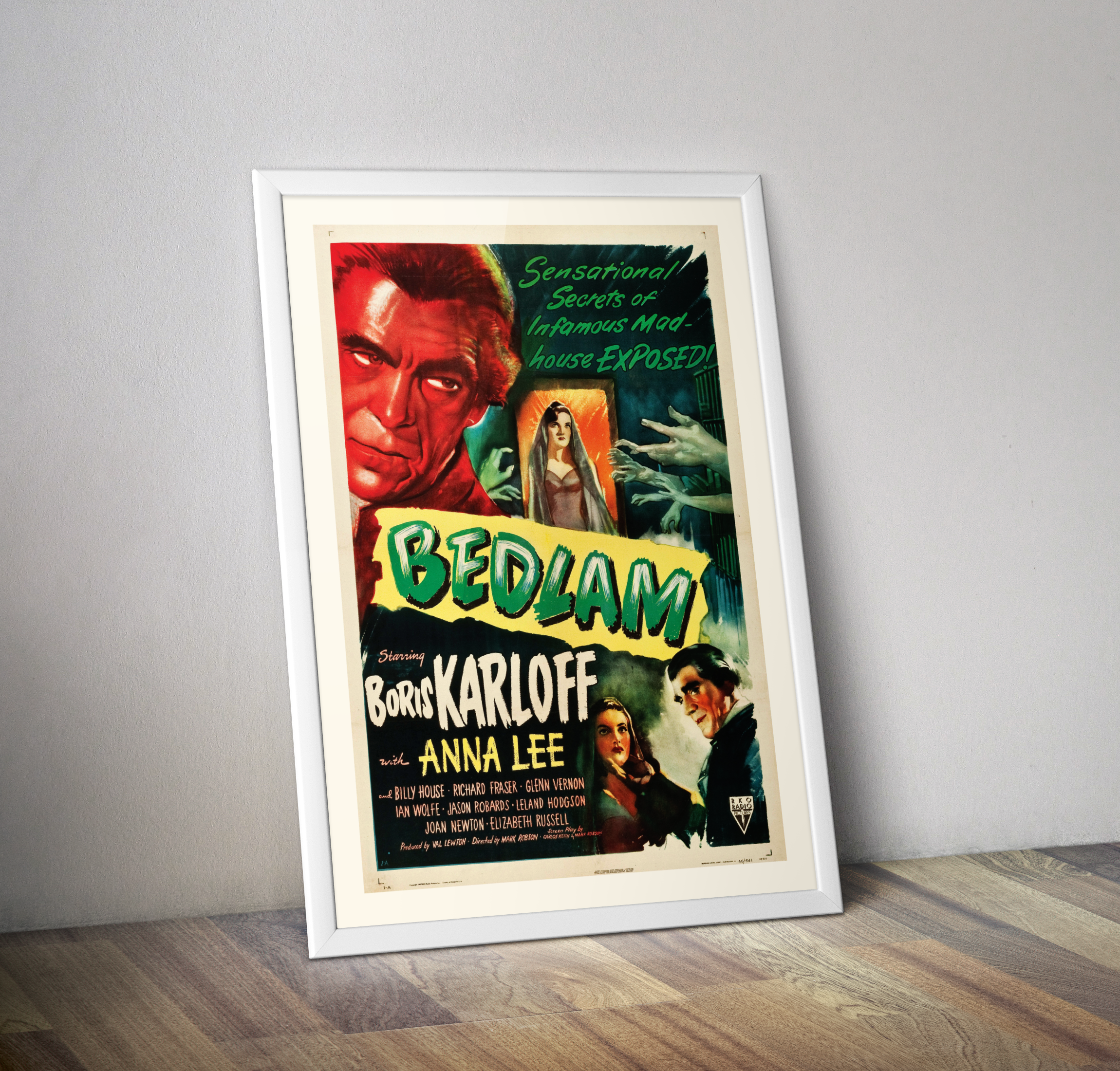 Affiche film Bedlam Boris KARLOFF de 1945