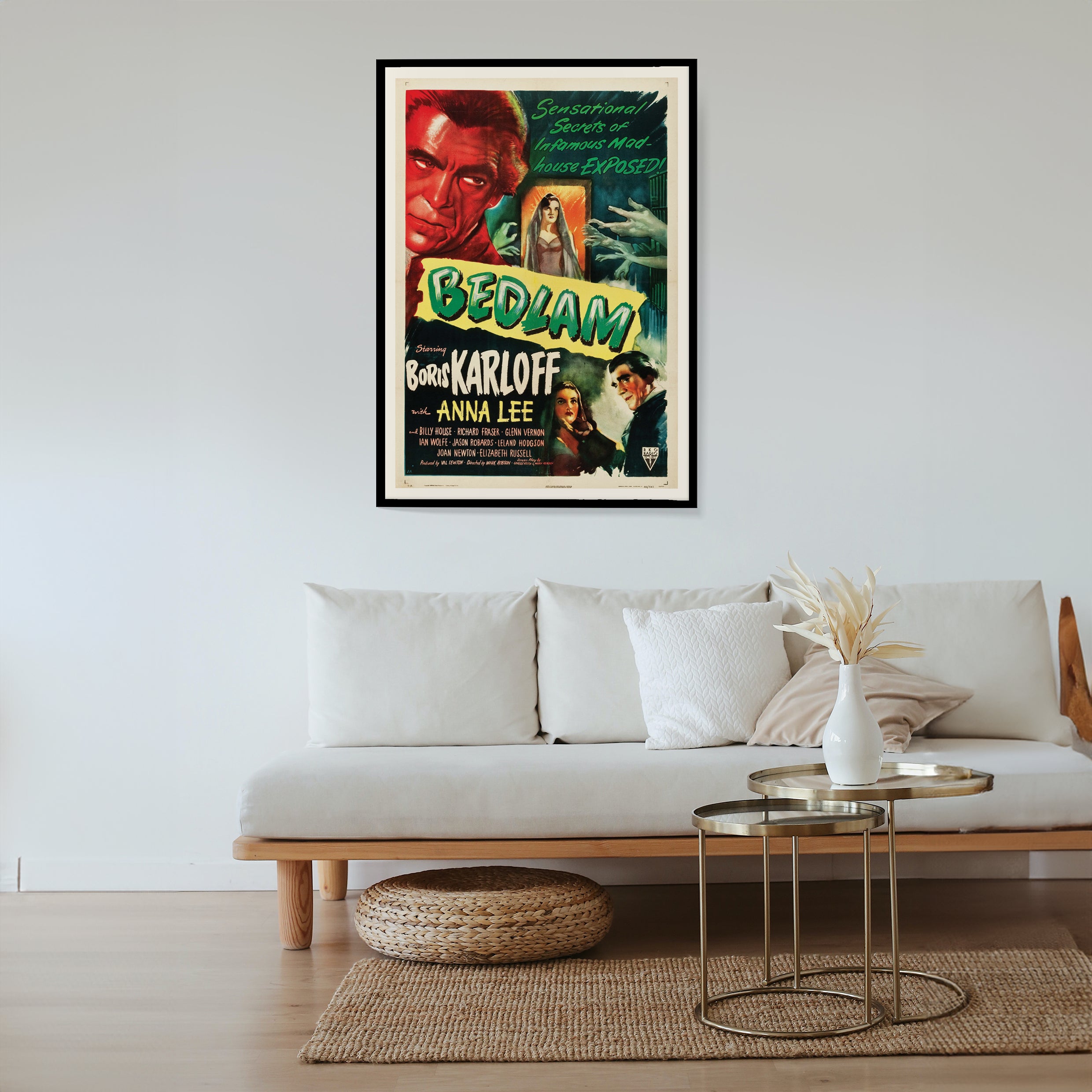 Affiche film Bedlam Boris KARLOFF de 1945