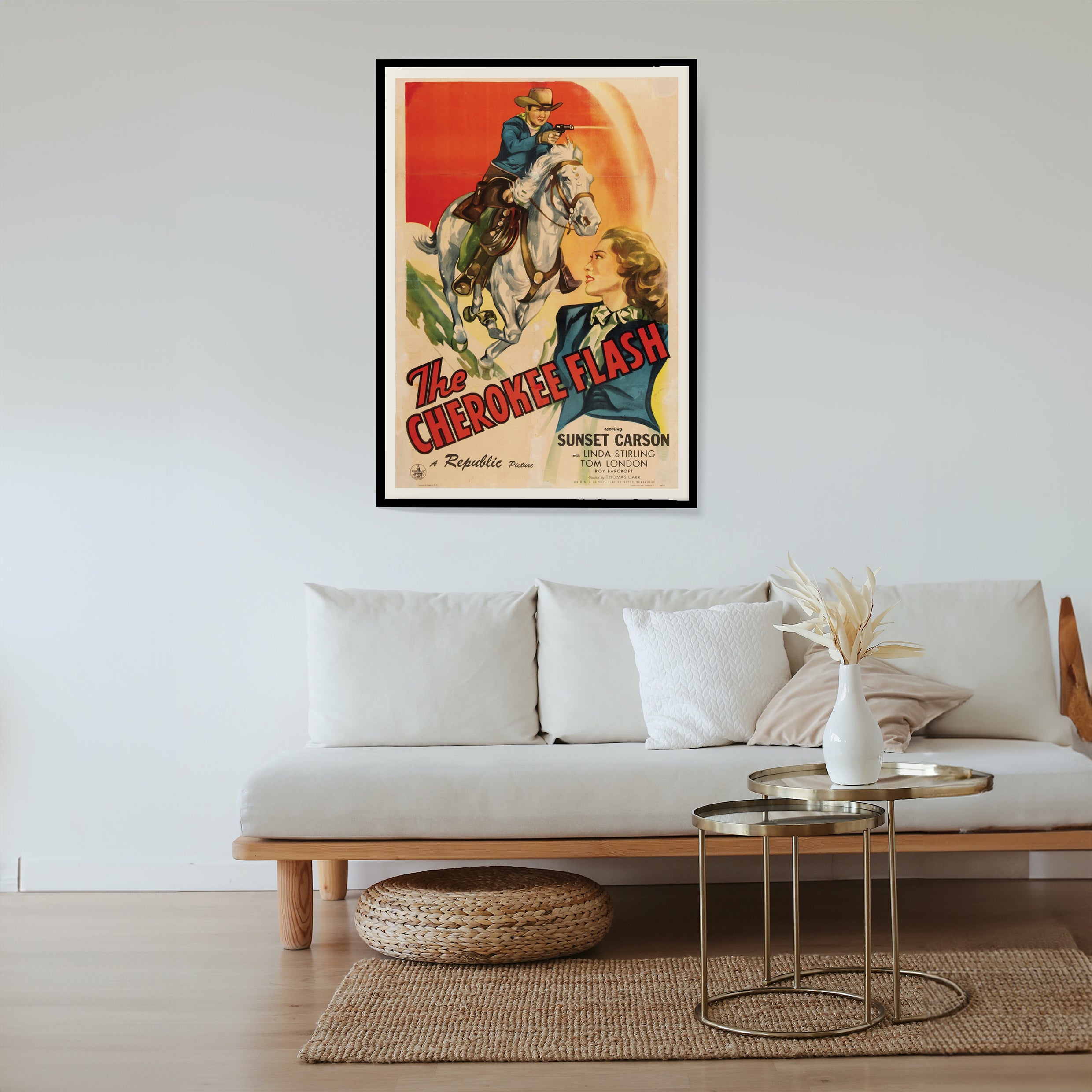 Affiche vintage cinéma western The Cherokee Flash de 1945