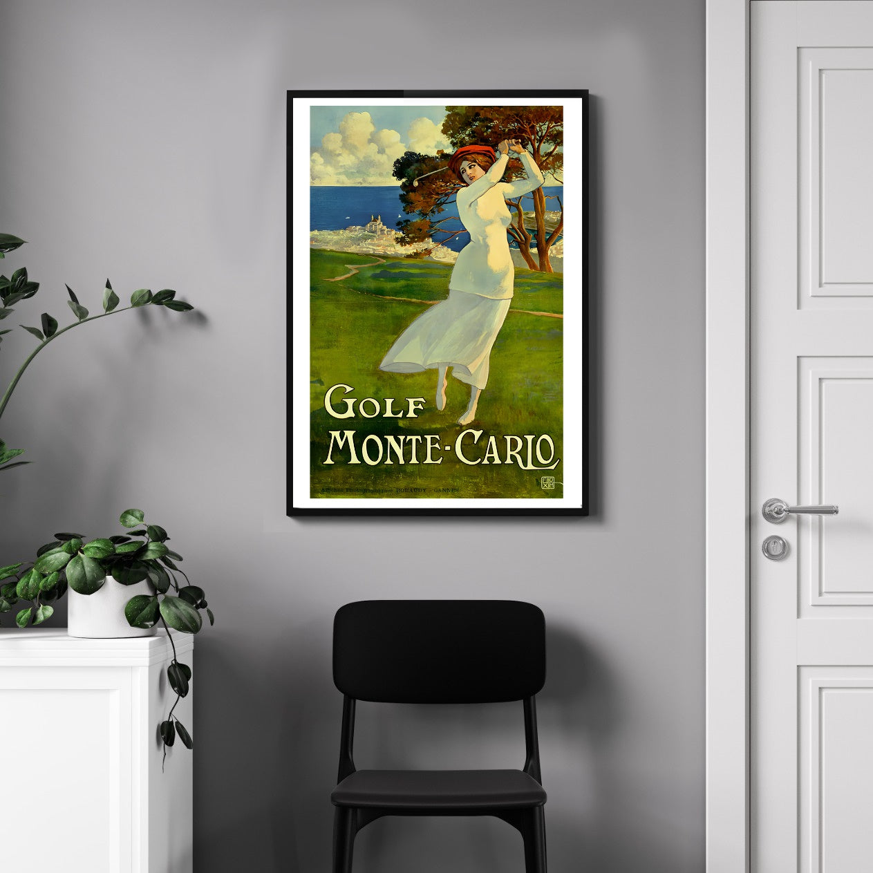 Poster vintage Golf Monte Carlo - Publicité vinage sport