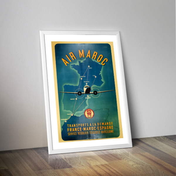 Affiche Aviation AIR Atlas Maroc 1949