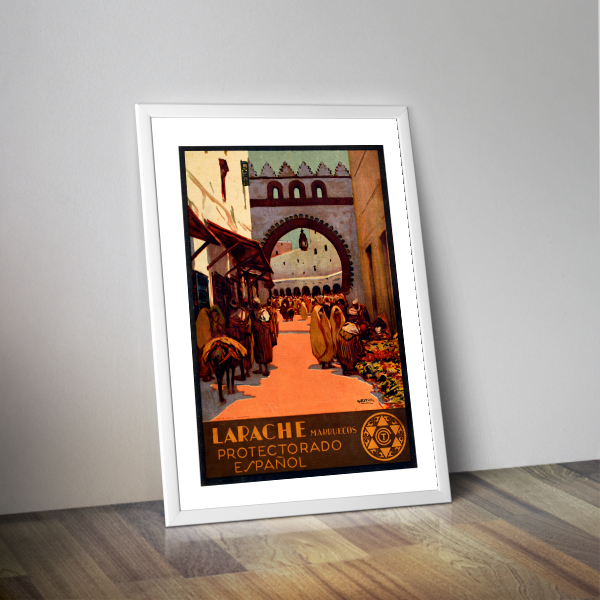 Affiche voyage en Afrique du Nord, Larache, Maroc, protectorat Espagne