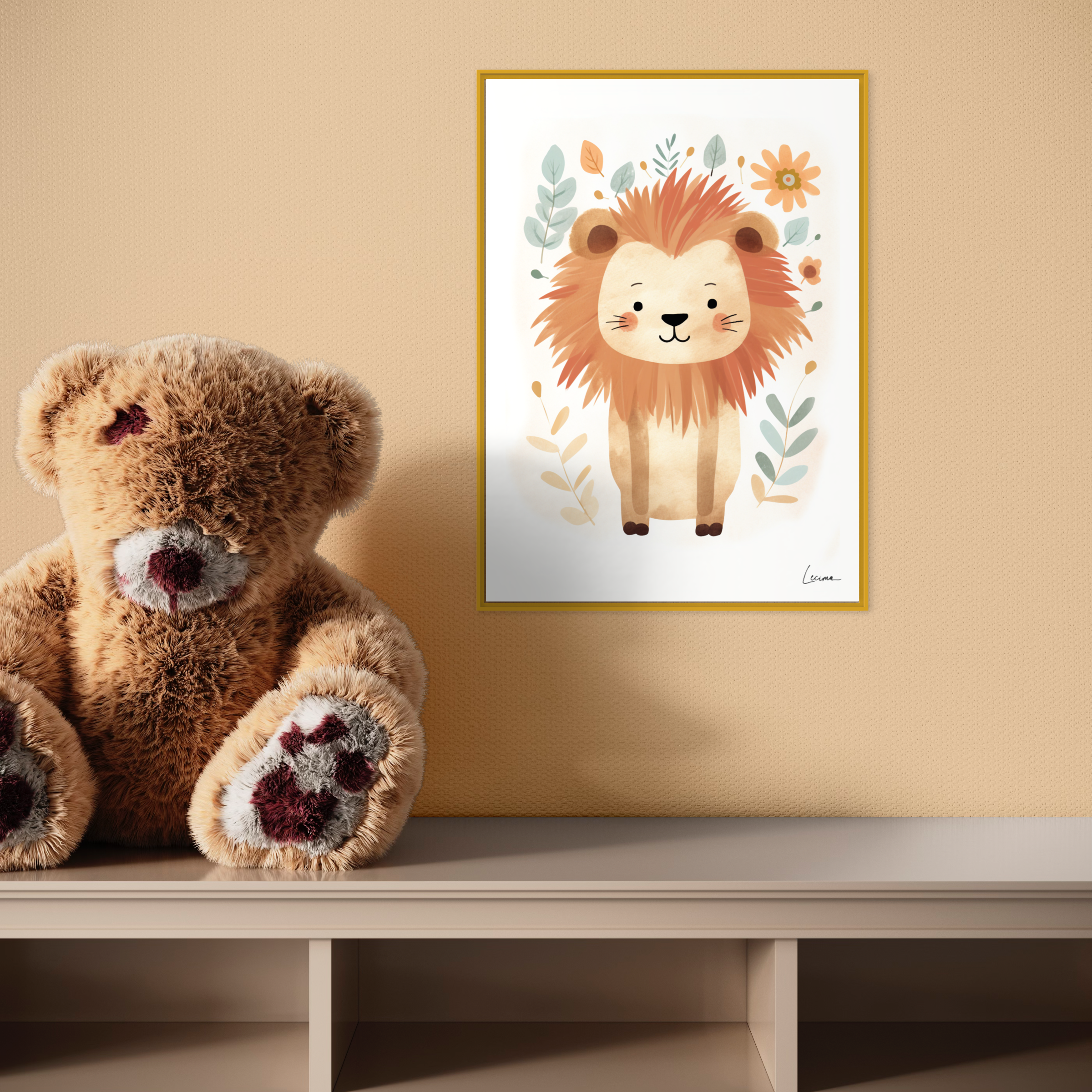 Affiche lion chambre enfant - Décoration chambre bébé