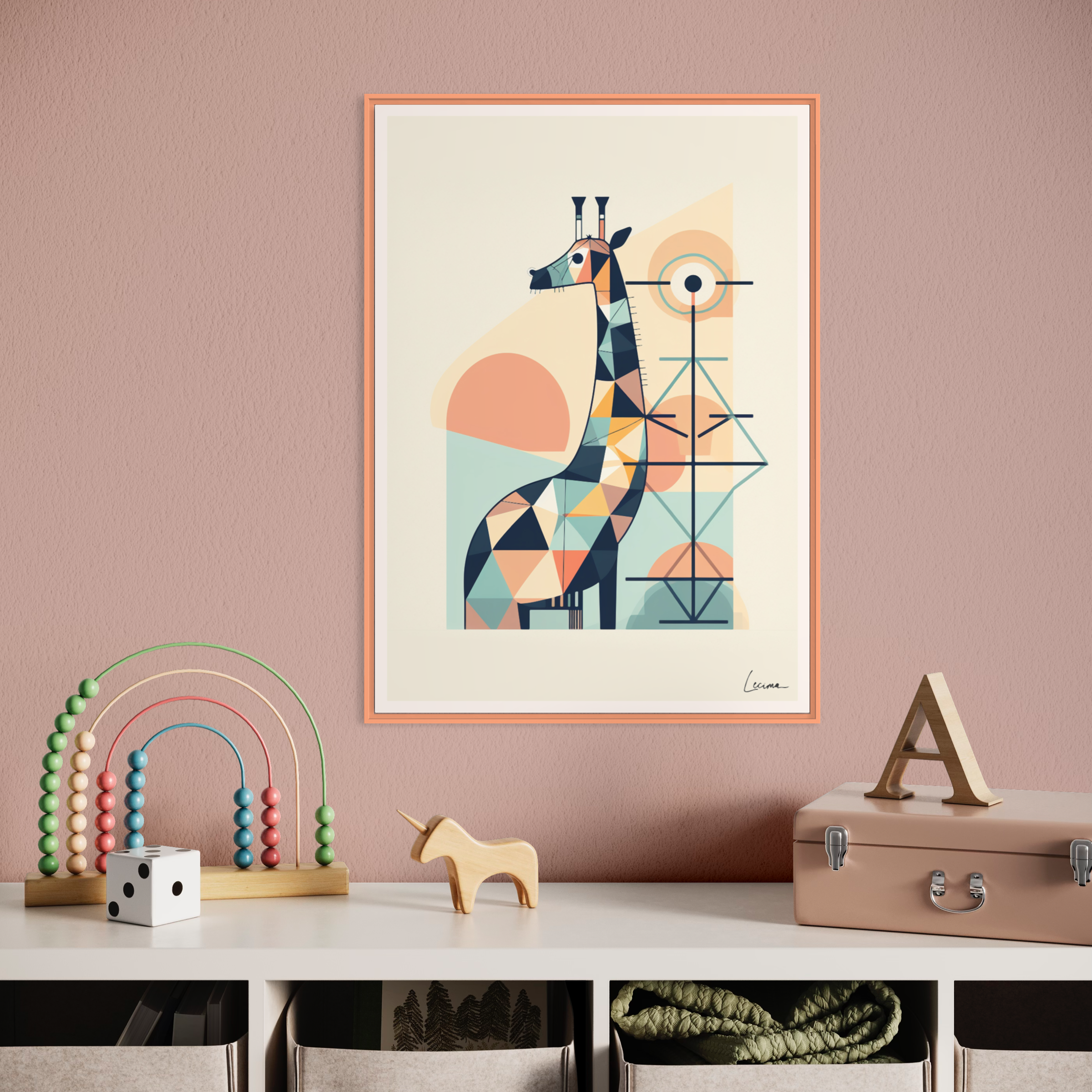 Affiche girafe chambre enfant - Poster décoration chambre