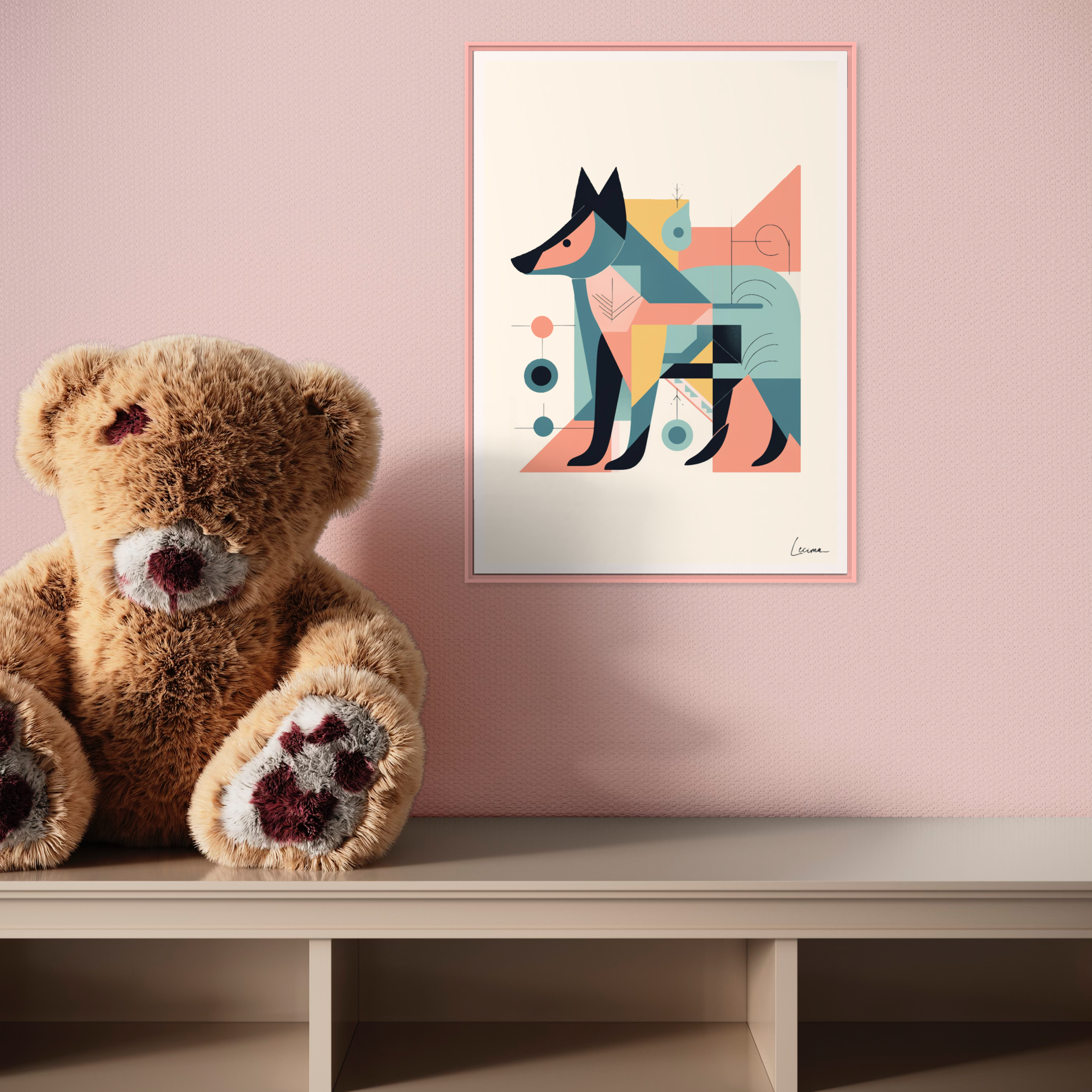 Affiche loup dessin enfant - Poster dessin décoration chambre