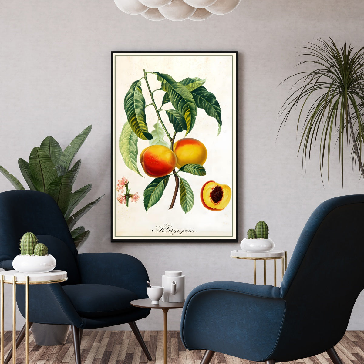 Affiche vintage pêche Alberge jaune - Poster vintage déco vintage