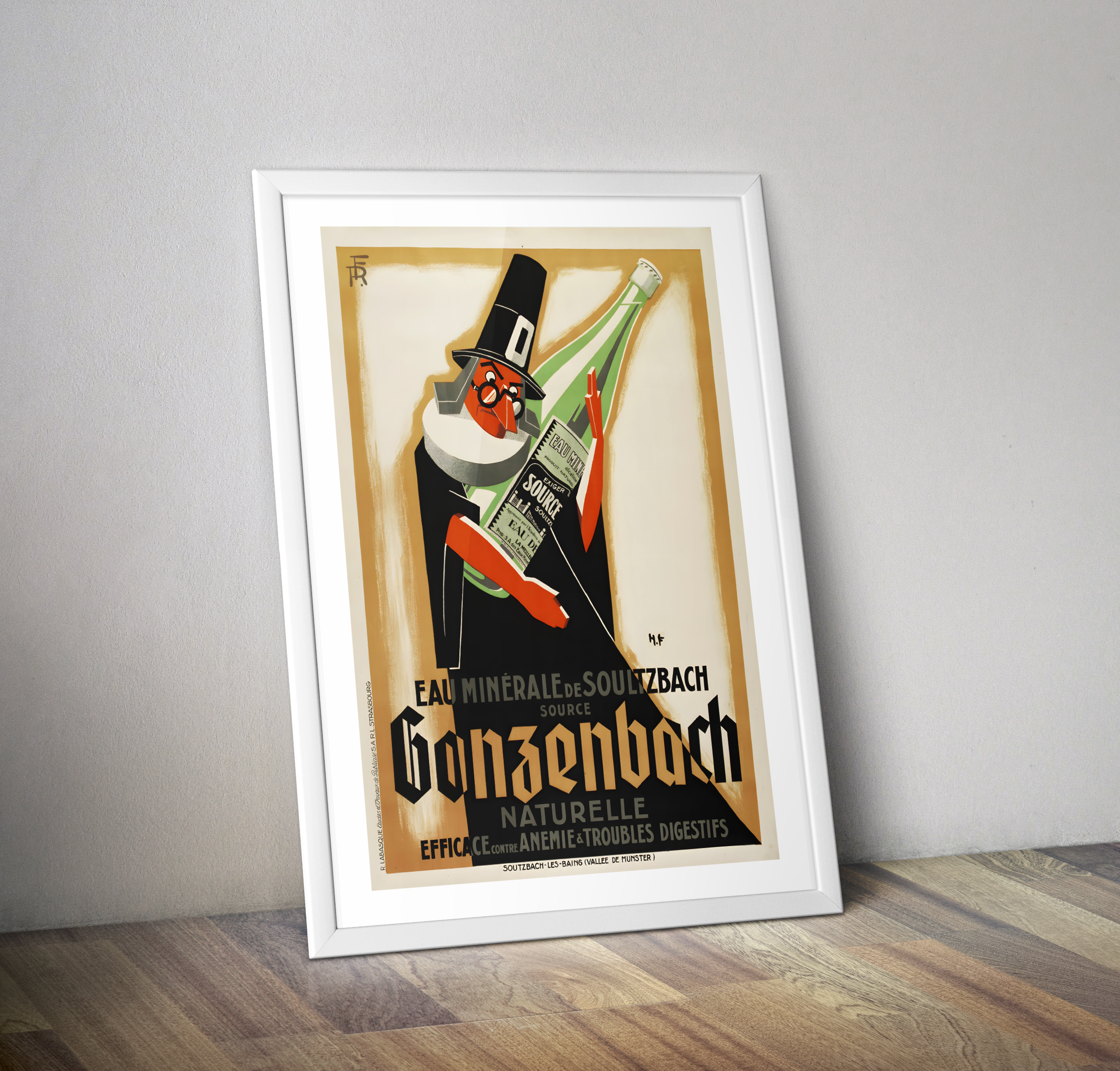 Affiche vintage pub eau minérale BONZENBACH - Poster déco vintage