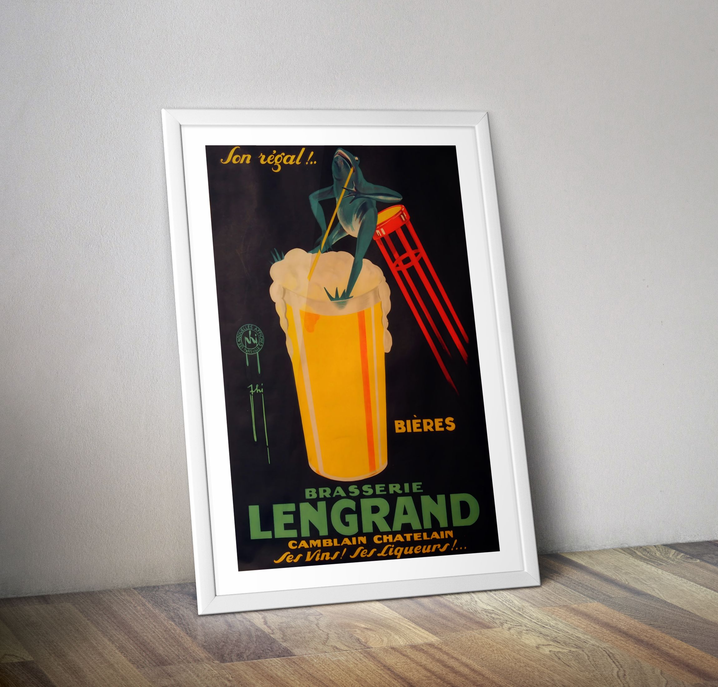 Affiche vintage bière brasserie LENGRAND - Poster rétro
