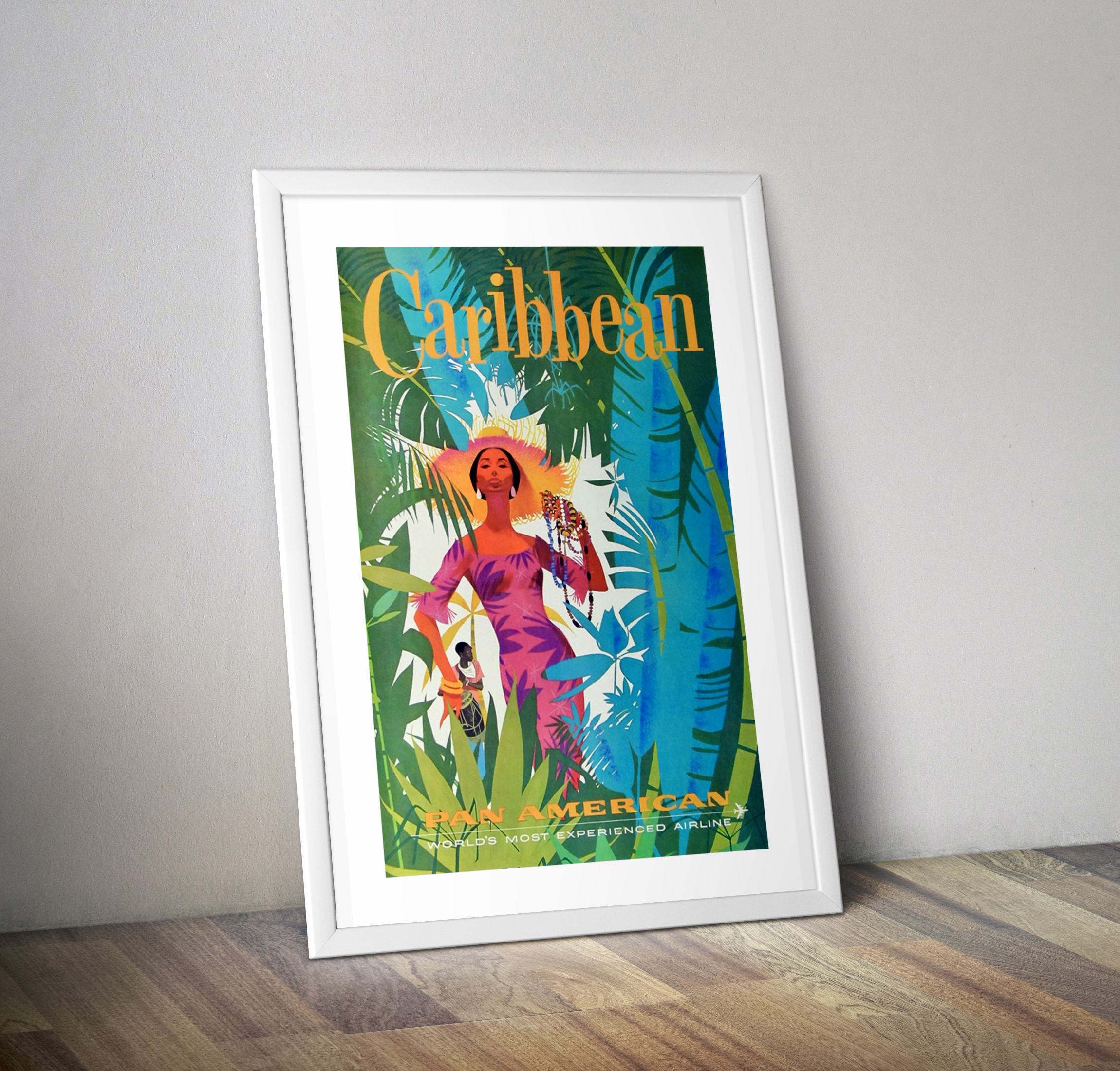 Affiche aviation Vintage Des Caraïbes Pan American