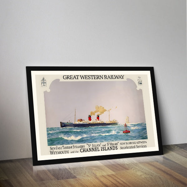 Affiche voyage vintage Channel Islands Western Rail