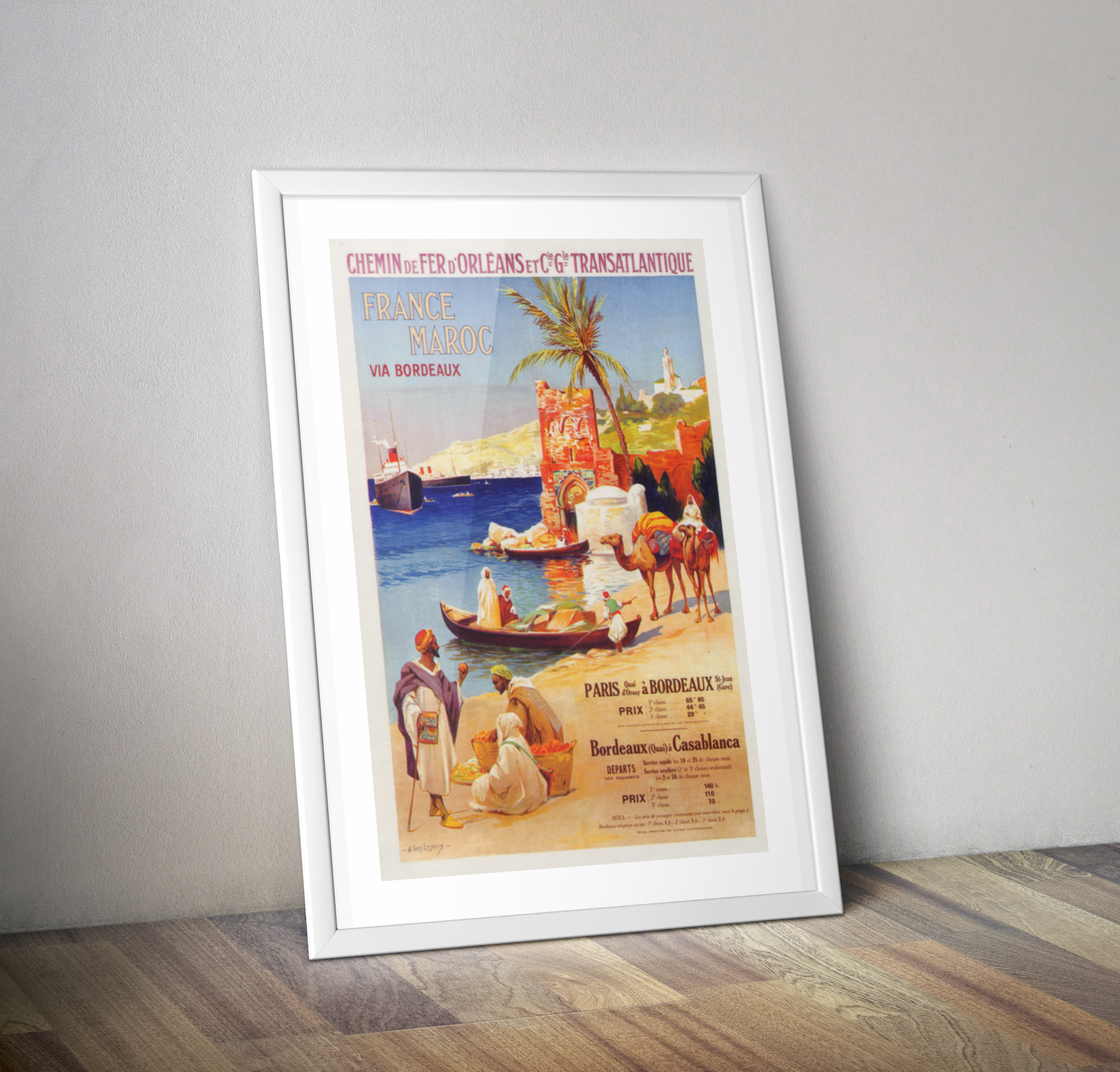 Affiche voyage chemin de fer d'Orléans transatlantique