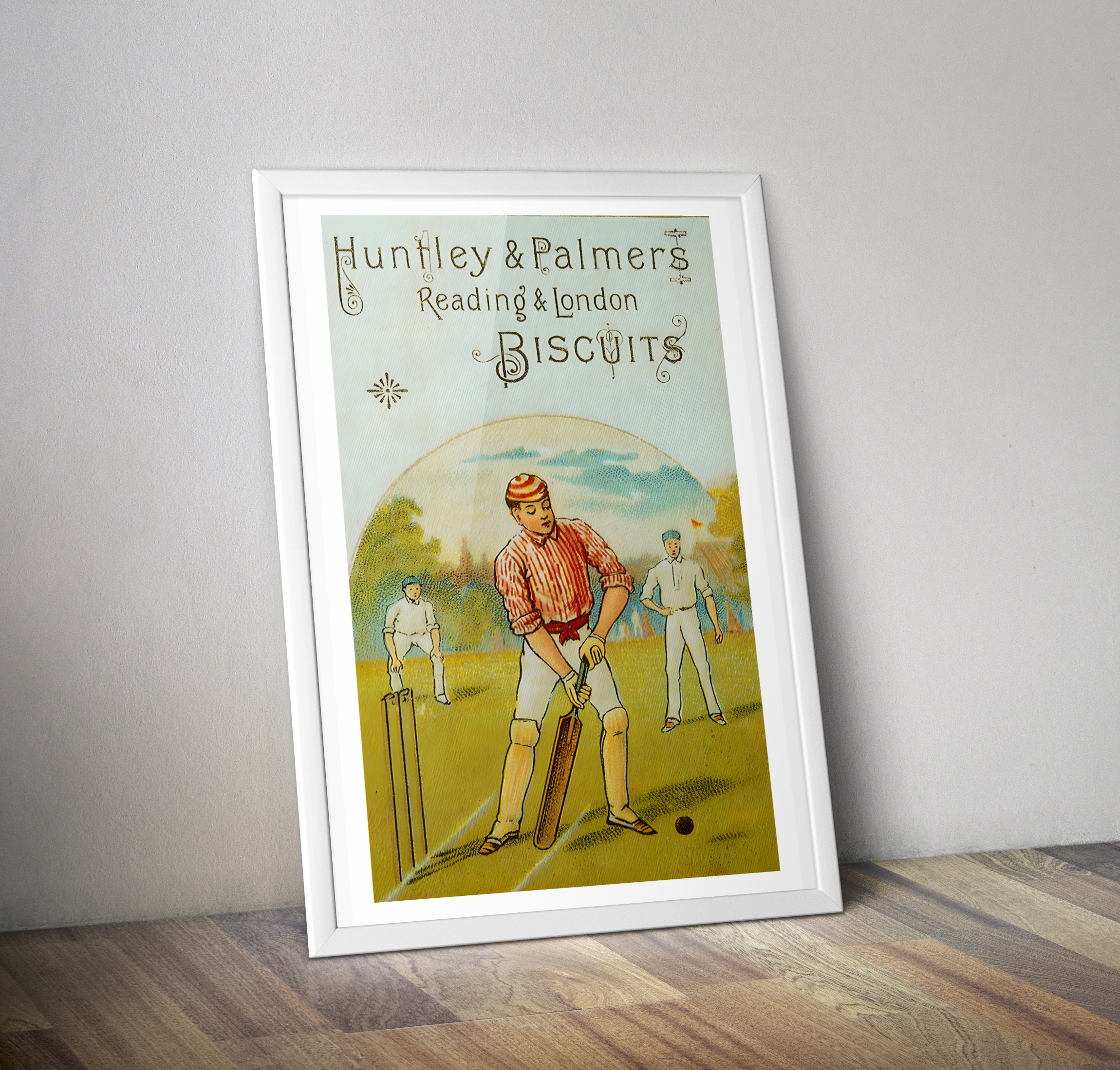 Affiche vintage cricket Huntley Palmers - Poster Vintage biscuit