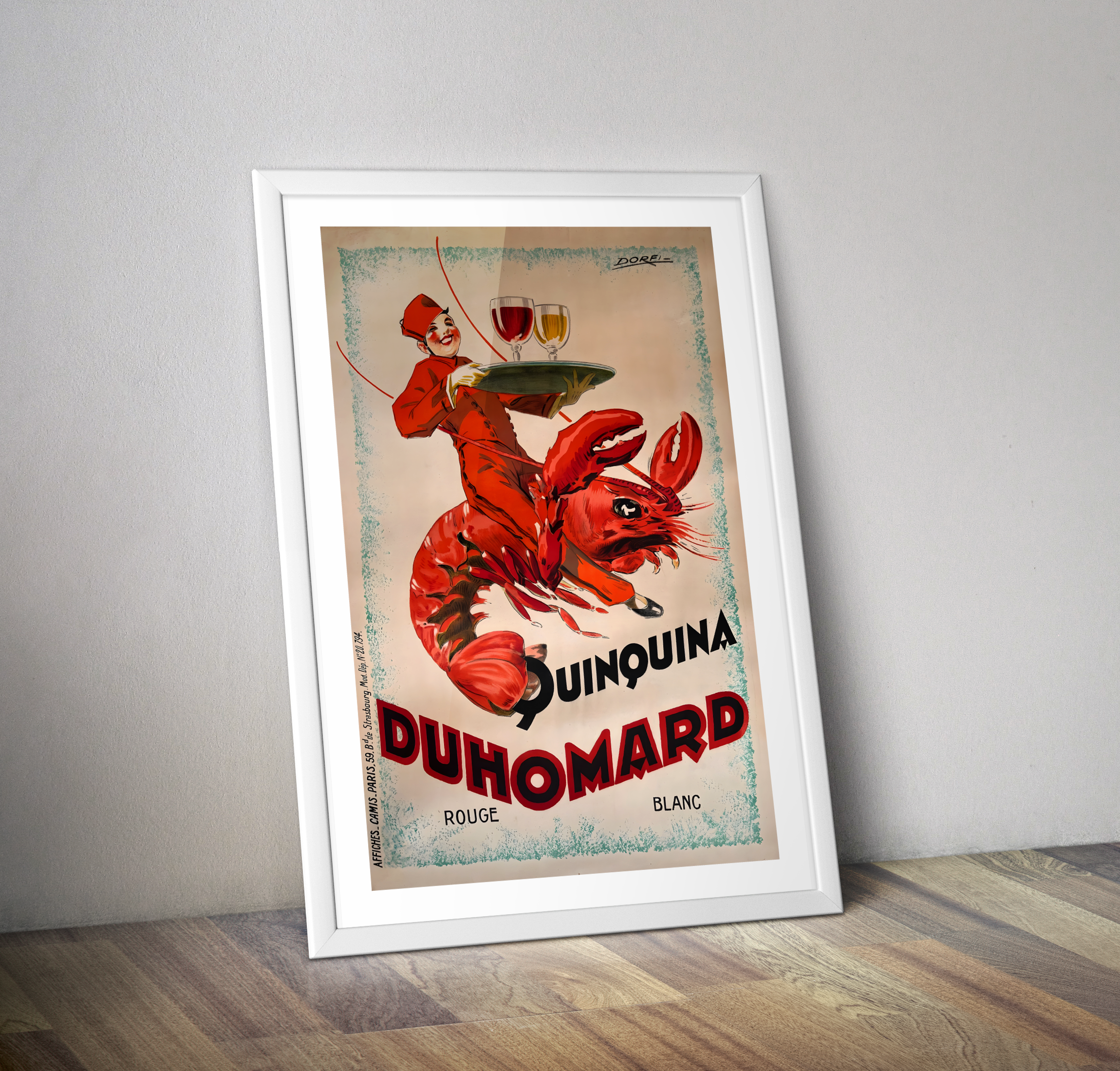 Affiche vintage Quiquina DUHOMARD rouge ou blanc - Poster retro déco cuisine