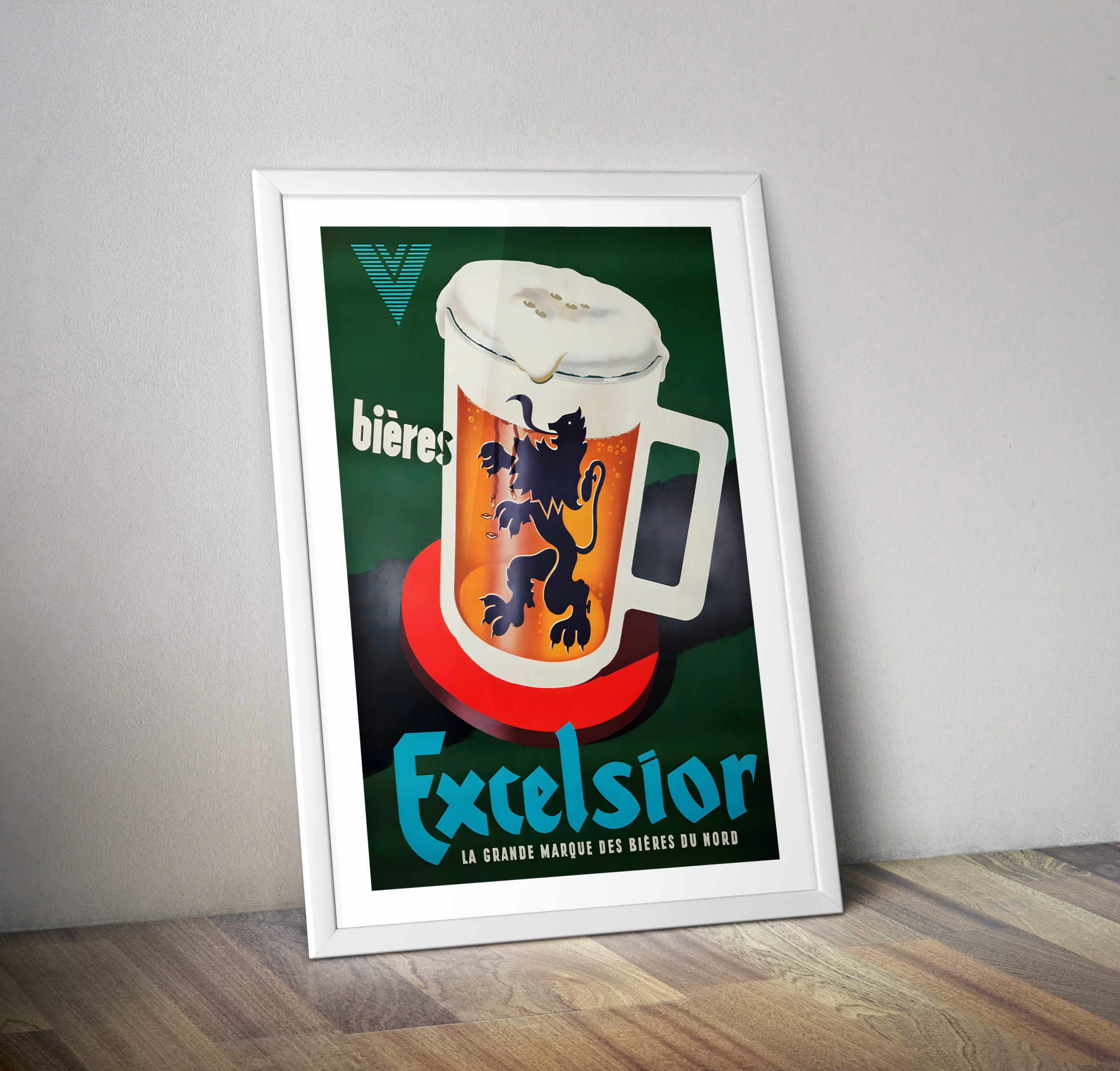 Affiche vintage pub Bière EXELSIOR - Poster rétro boisson bière