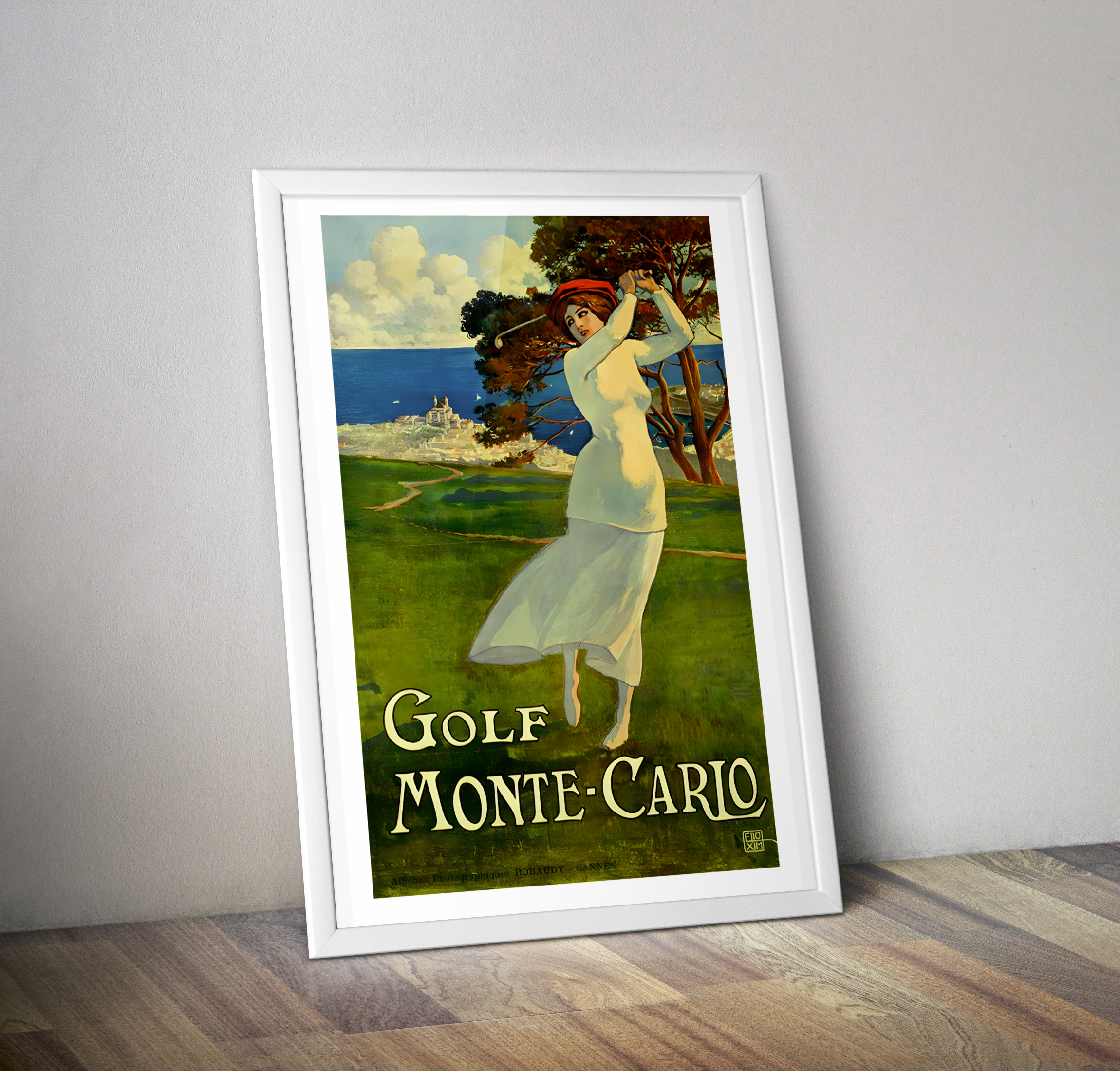Poster vintage Golf Monte Carlo - Publicité vinage sport