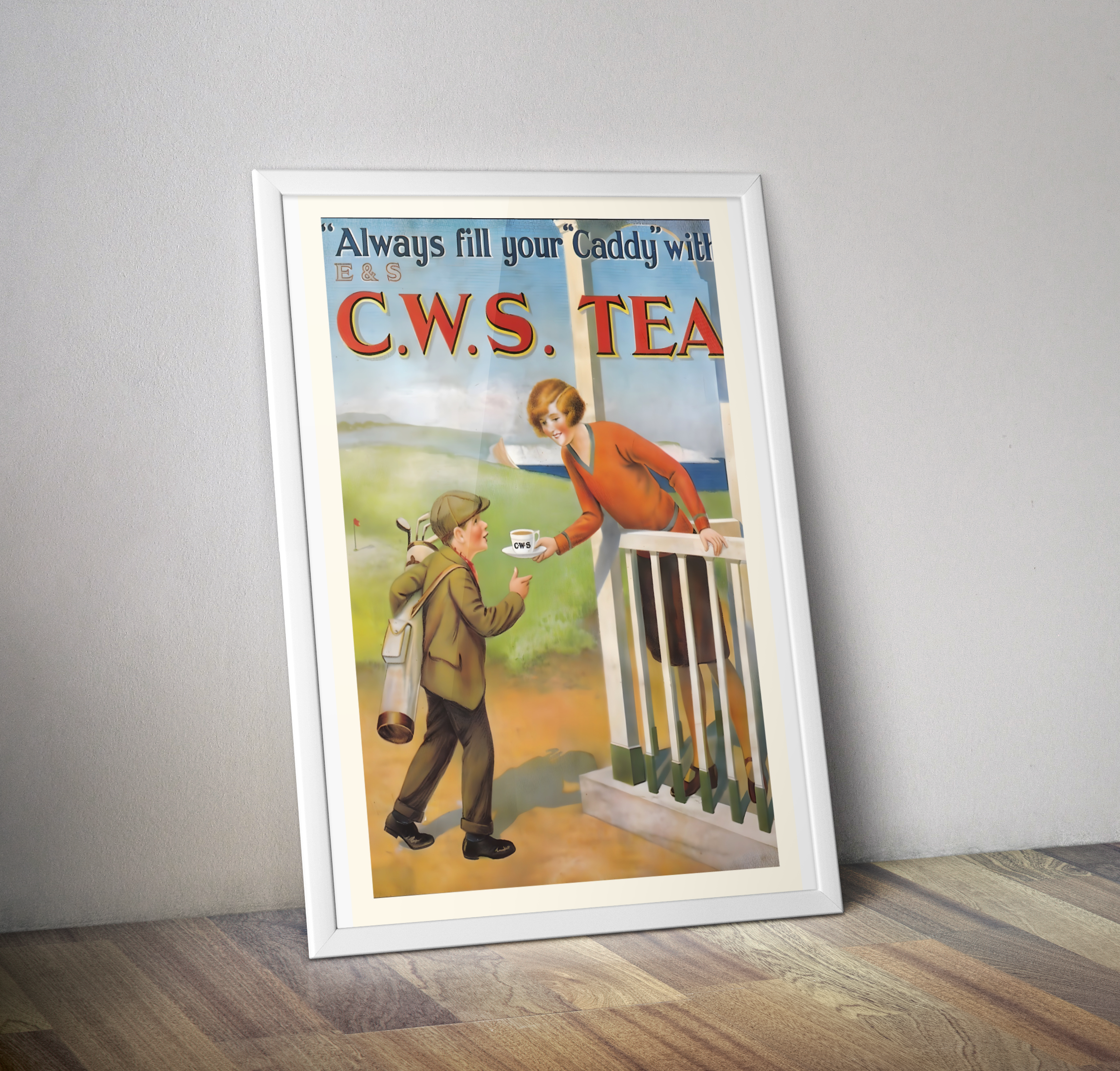 Affiche retro C.W.S Tea - Poster vintage thé golf