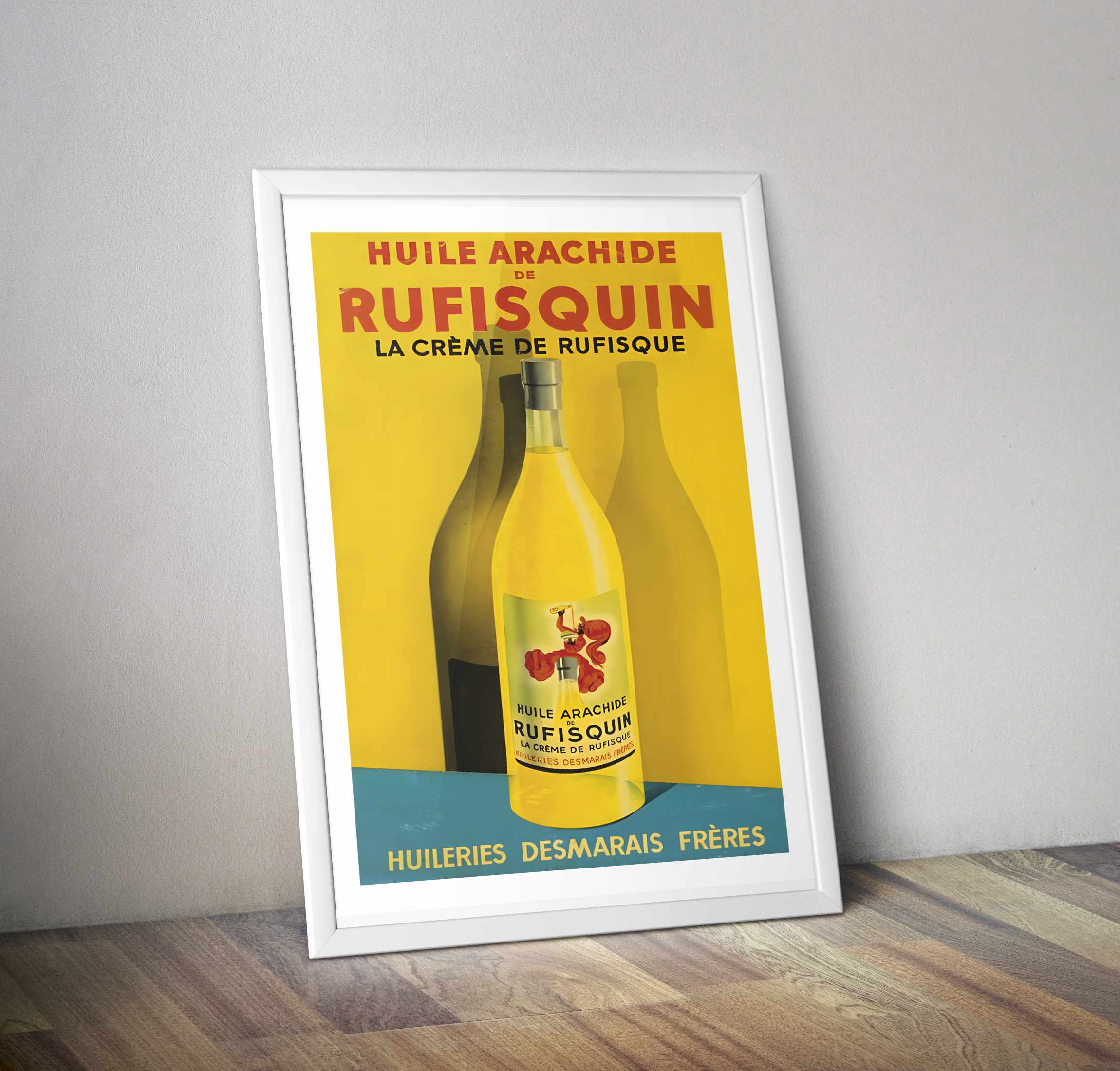 Affiche vintage Huile Arachide Rufisquin huilerie desmarais