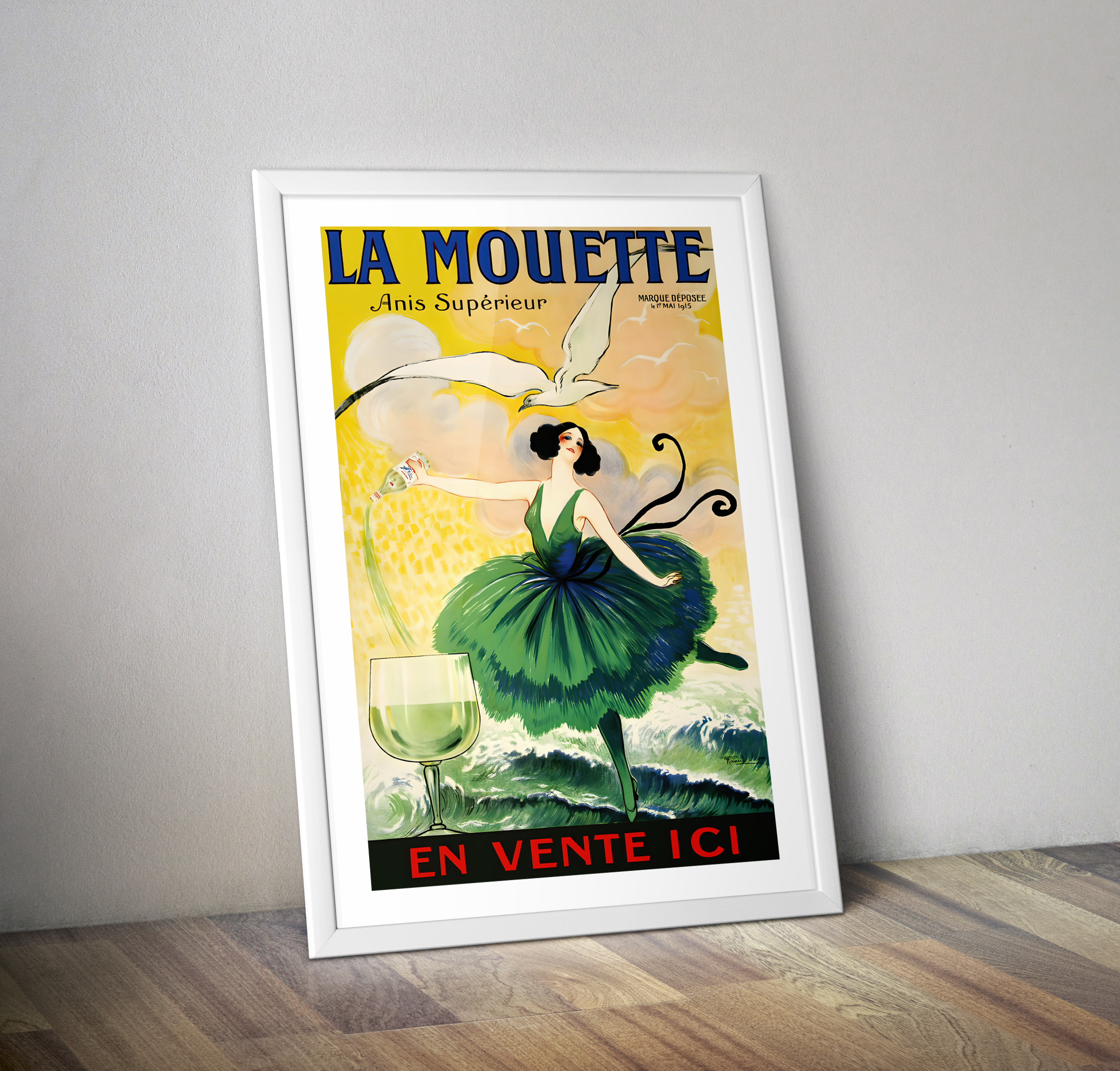 Affiche vintage Anis LA MOUETTE apéritif - Poster rétro alcool
