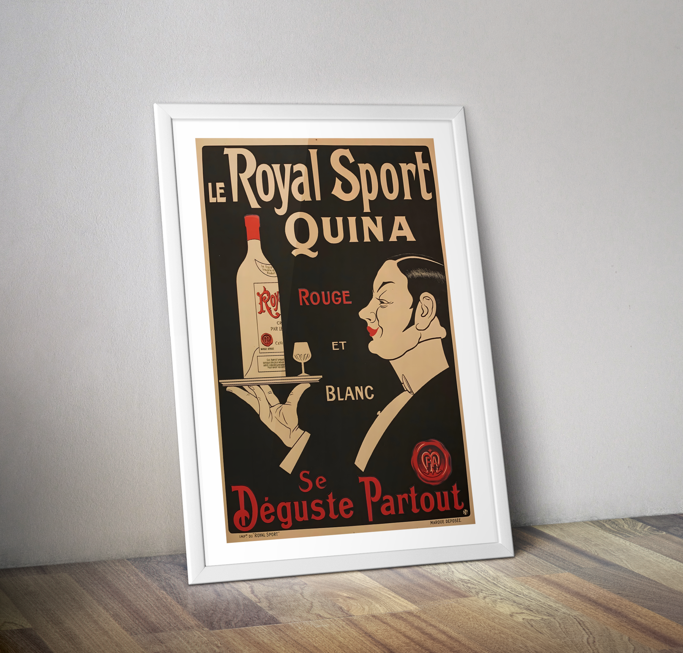 Affiche vintage Quina rouge et blanc apéritif - Poster vintage alcool