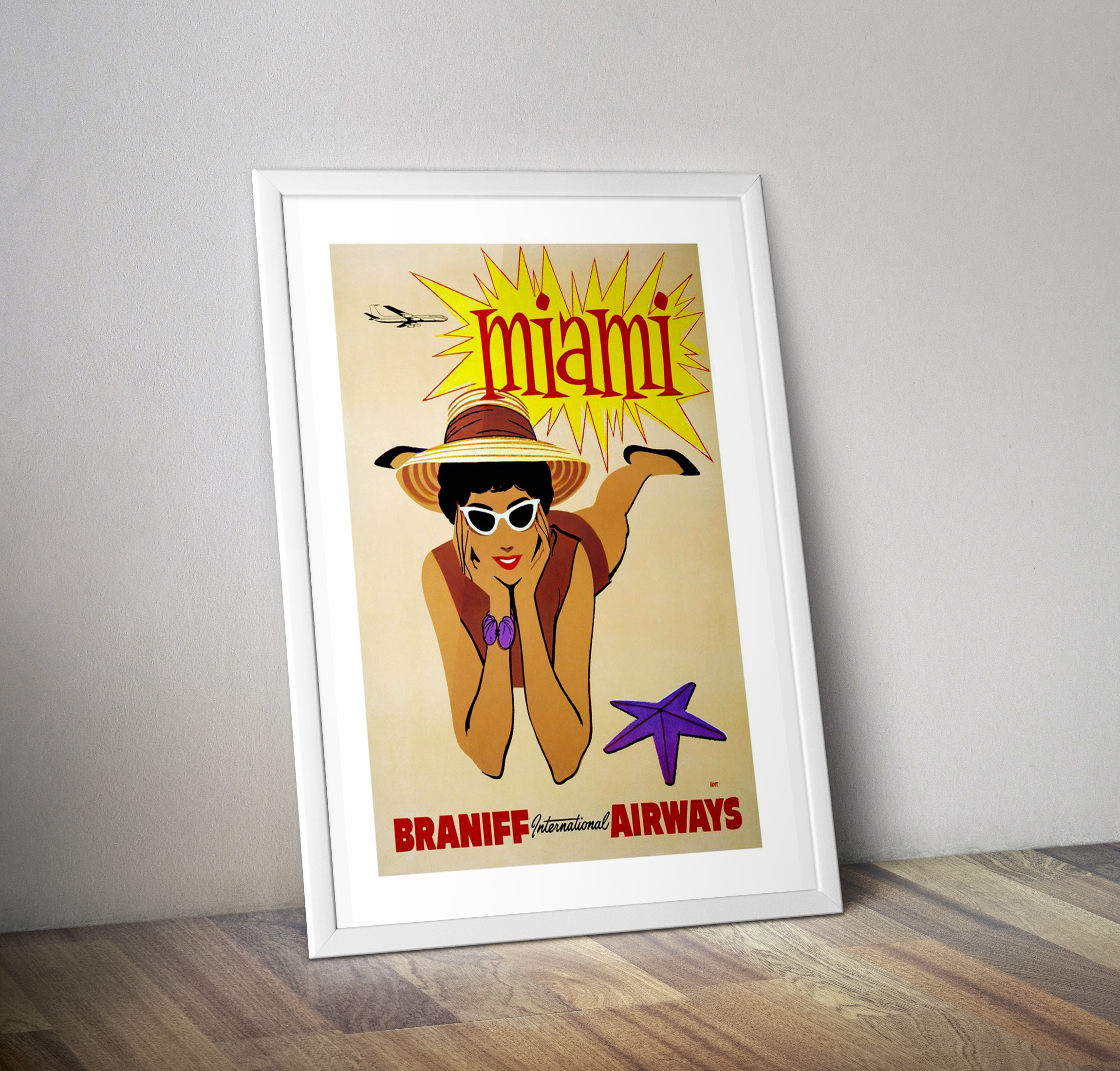 Affiche vacances Miami Braniff Airways