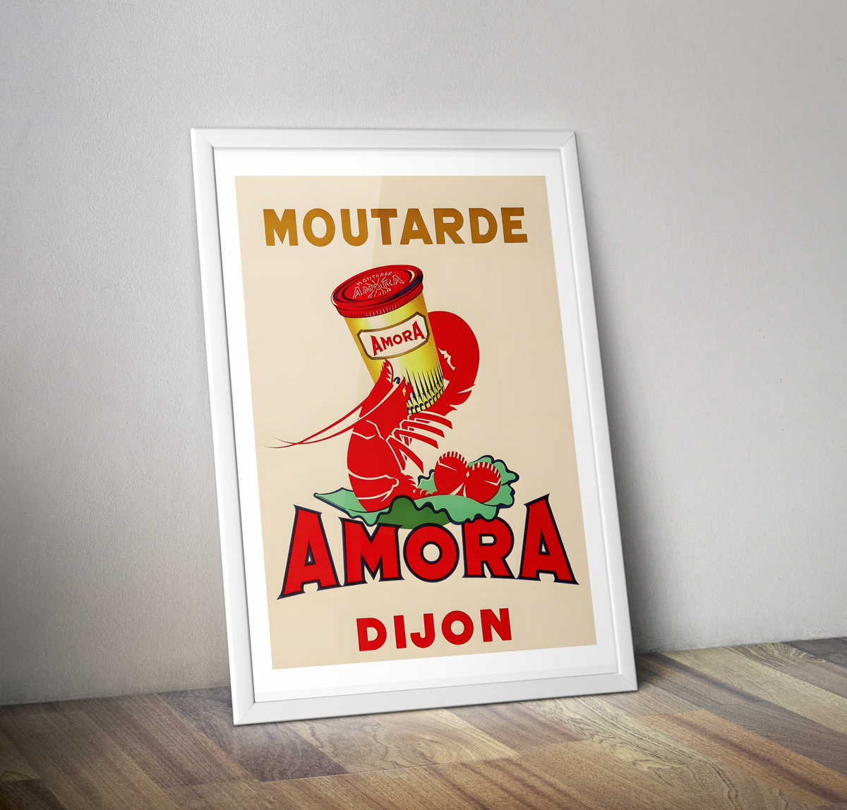 Affiche pub vintage Moutarde AMORA - Poster rétro