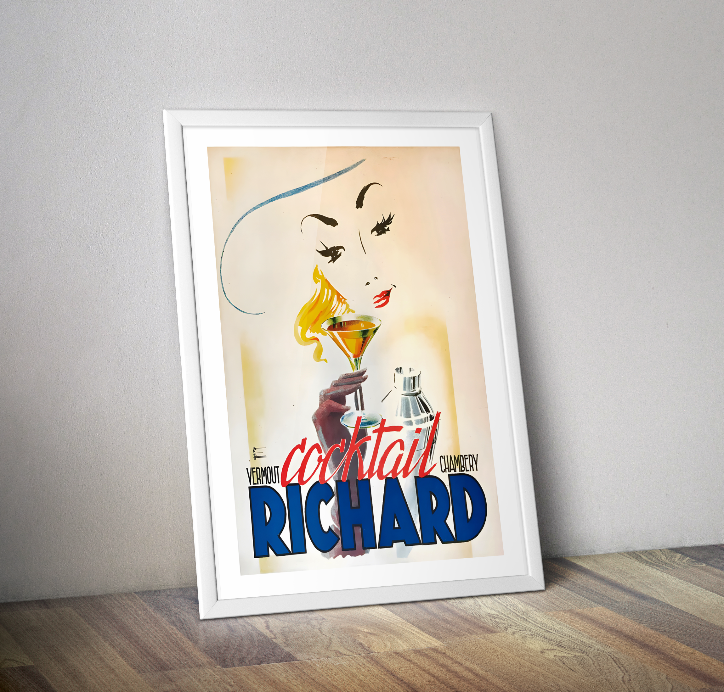 Affiche vintage Cocktail RICARD Vermout Chambery -  Poster publicité