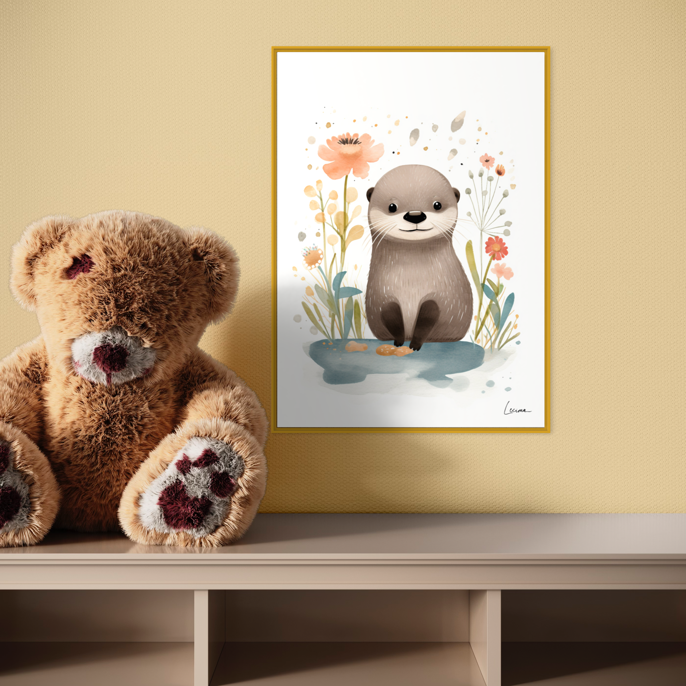 Affiche enfant loutre décoration chambre bébé - Poster animaux