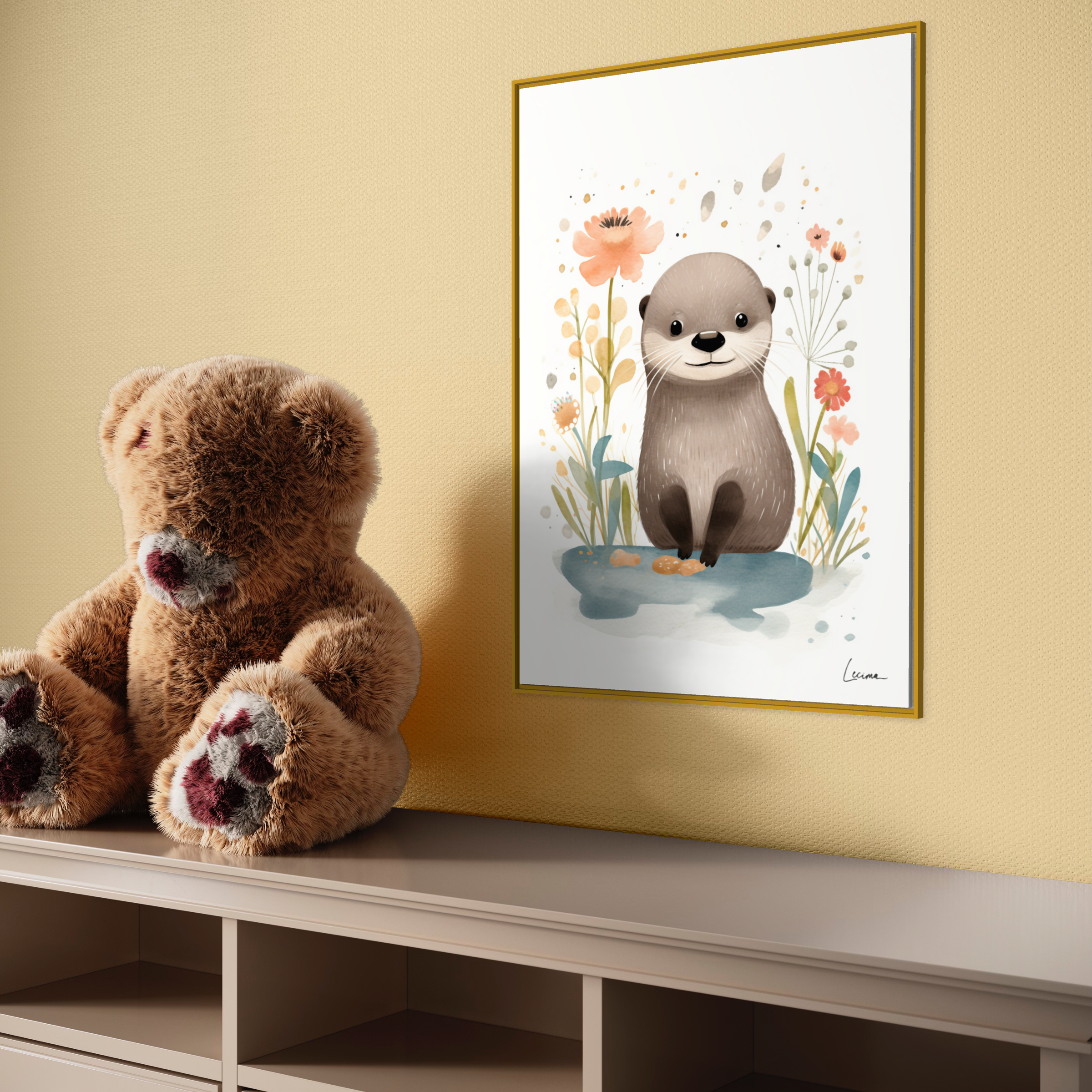 Affiche enfant loutre décoration chambre bébé - Poster animaux