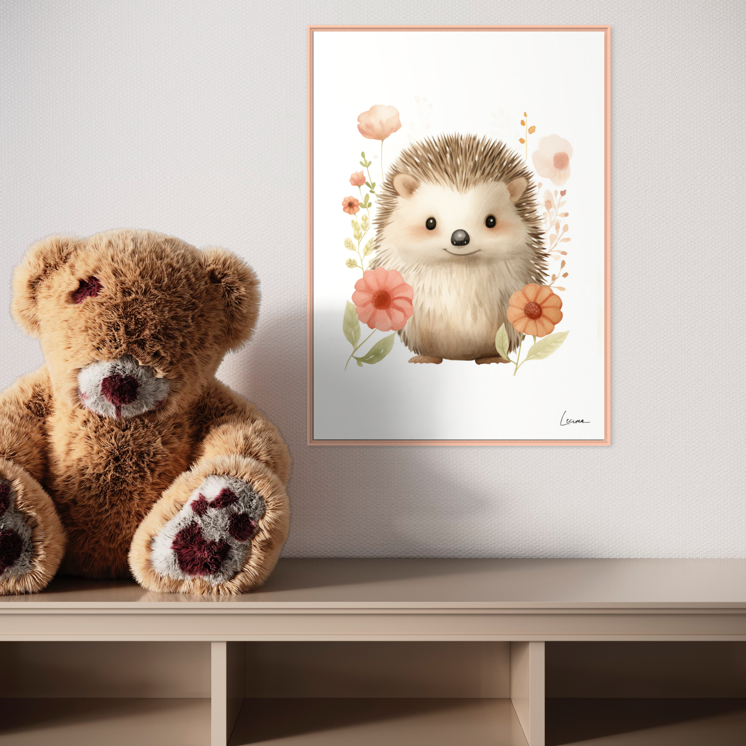 Affiche hérisson décoration chambre enfant - Poster animaux