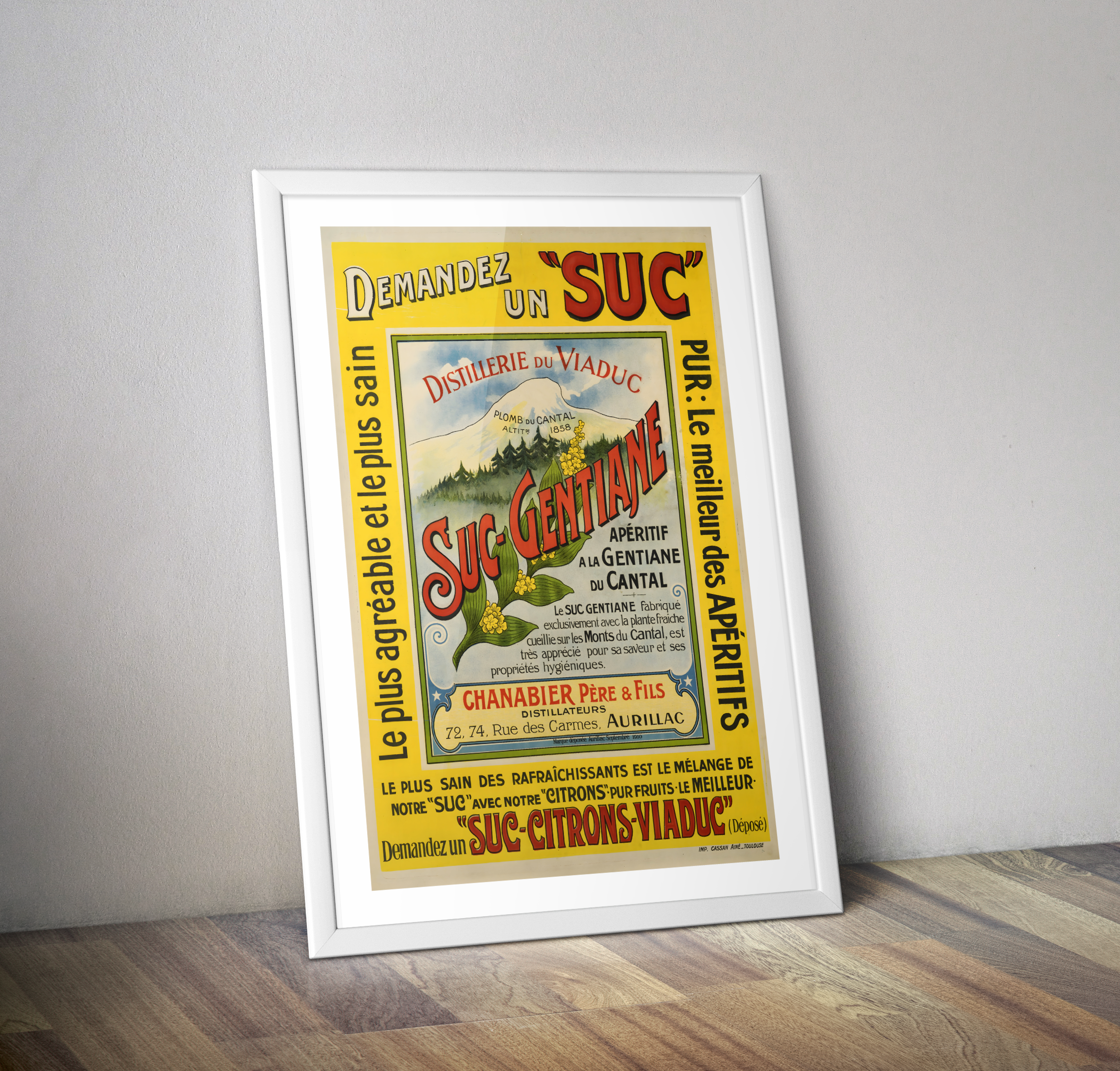 Affiche vintage Suc-Gentiane Chanabier - Poster alcool