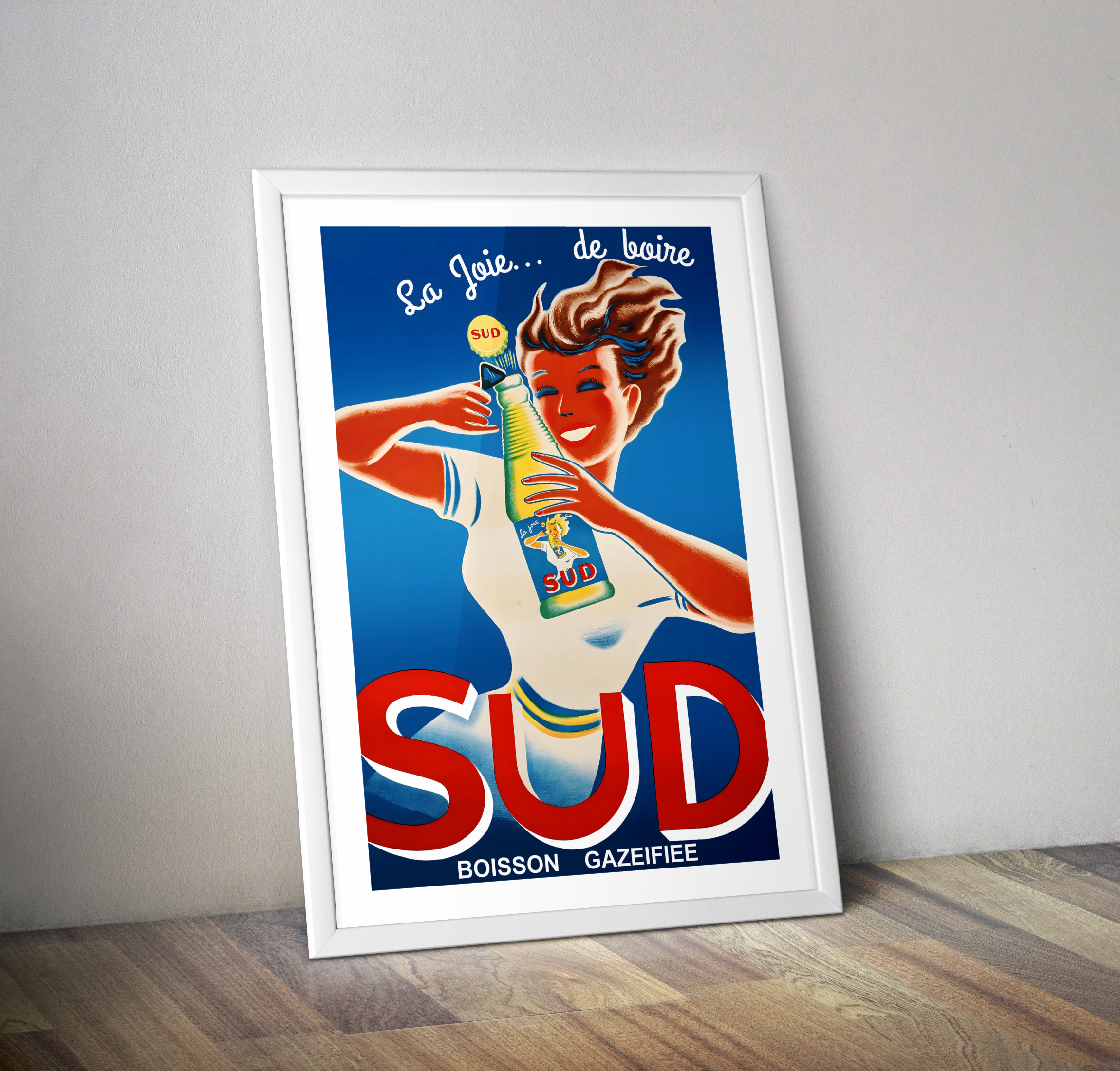 Affiche vintage boisson gazeuse SUD La joie de boire - Poster rétro
