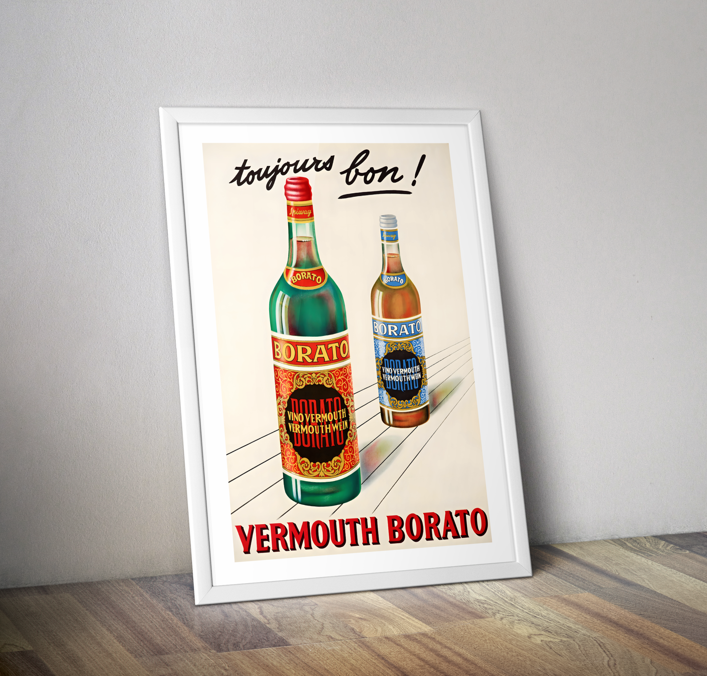 Affiche vintage vin Vermouth Borato - Poster vins et spiritueux