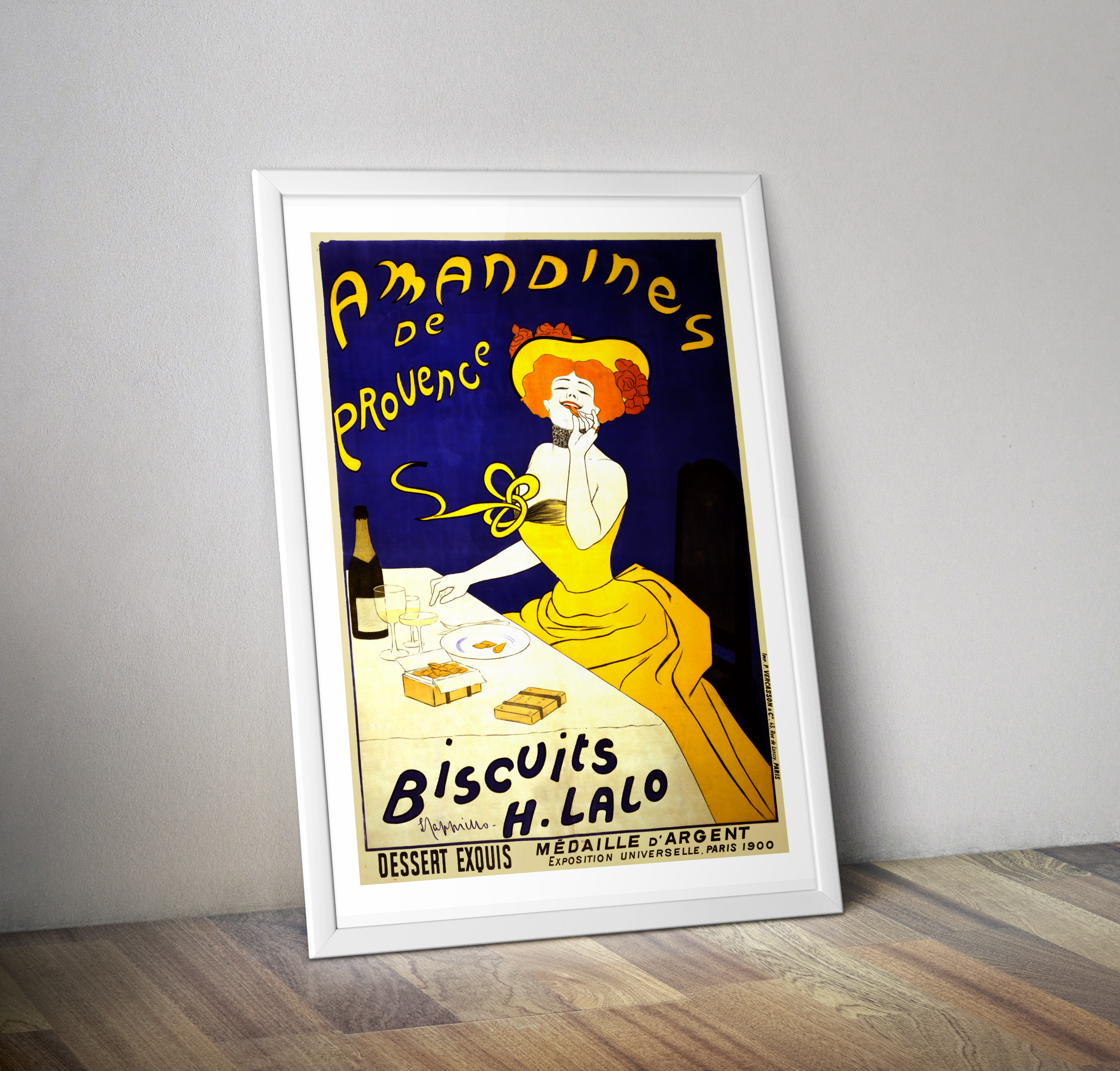 Affiche publicité Amandines de provence Biscuits H. Lalo