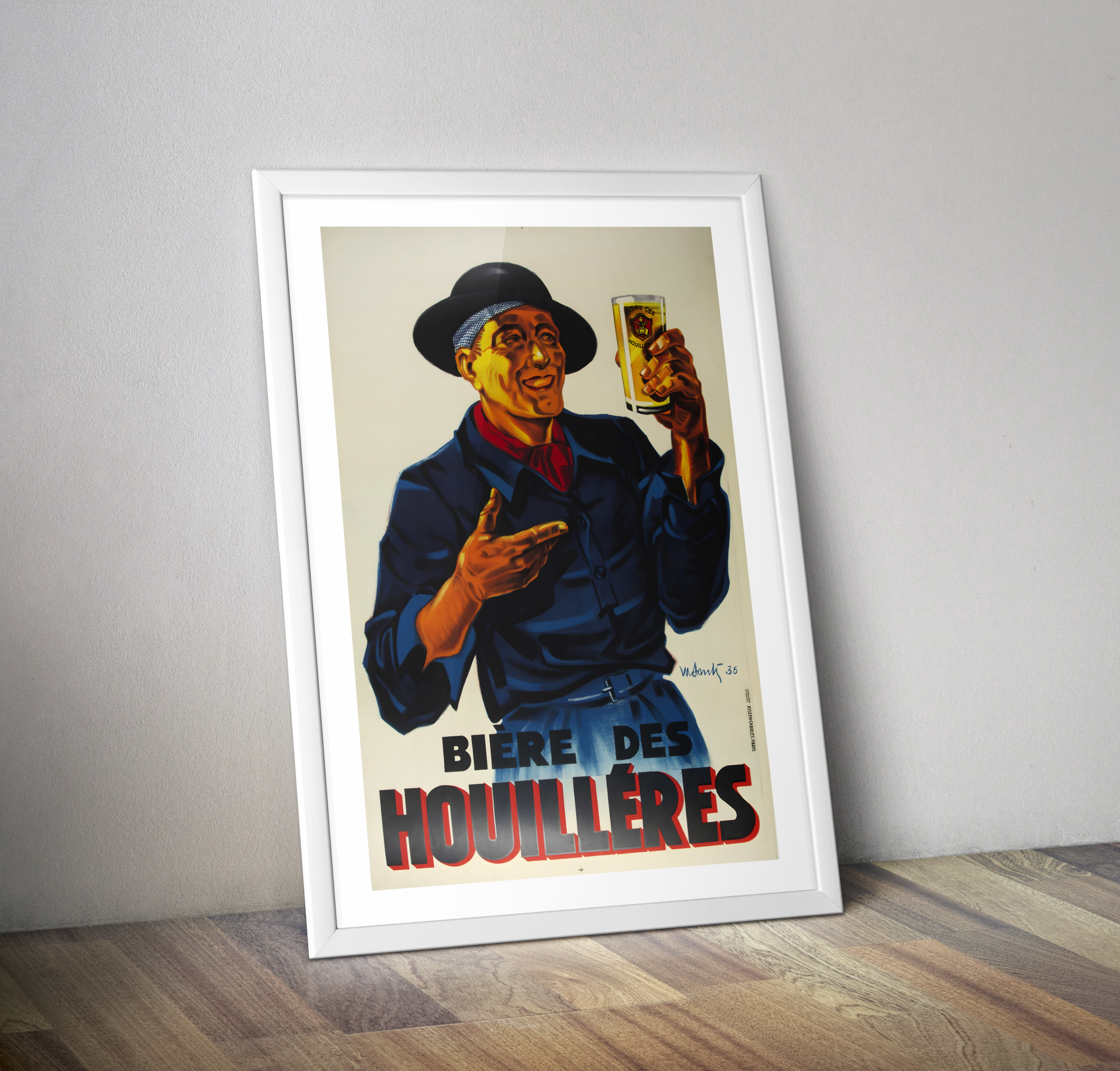 Affiche vintage bière des Houillères - Poster cuisine