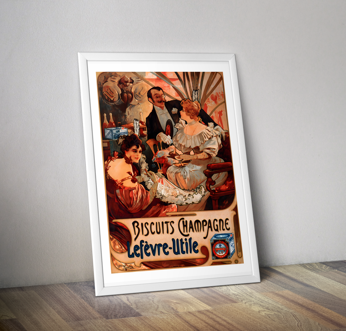 Affiche pub vintage biscuits Champagne-Lefèvre 1896