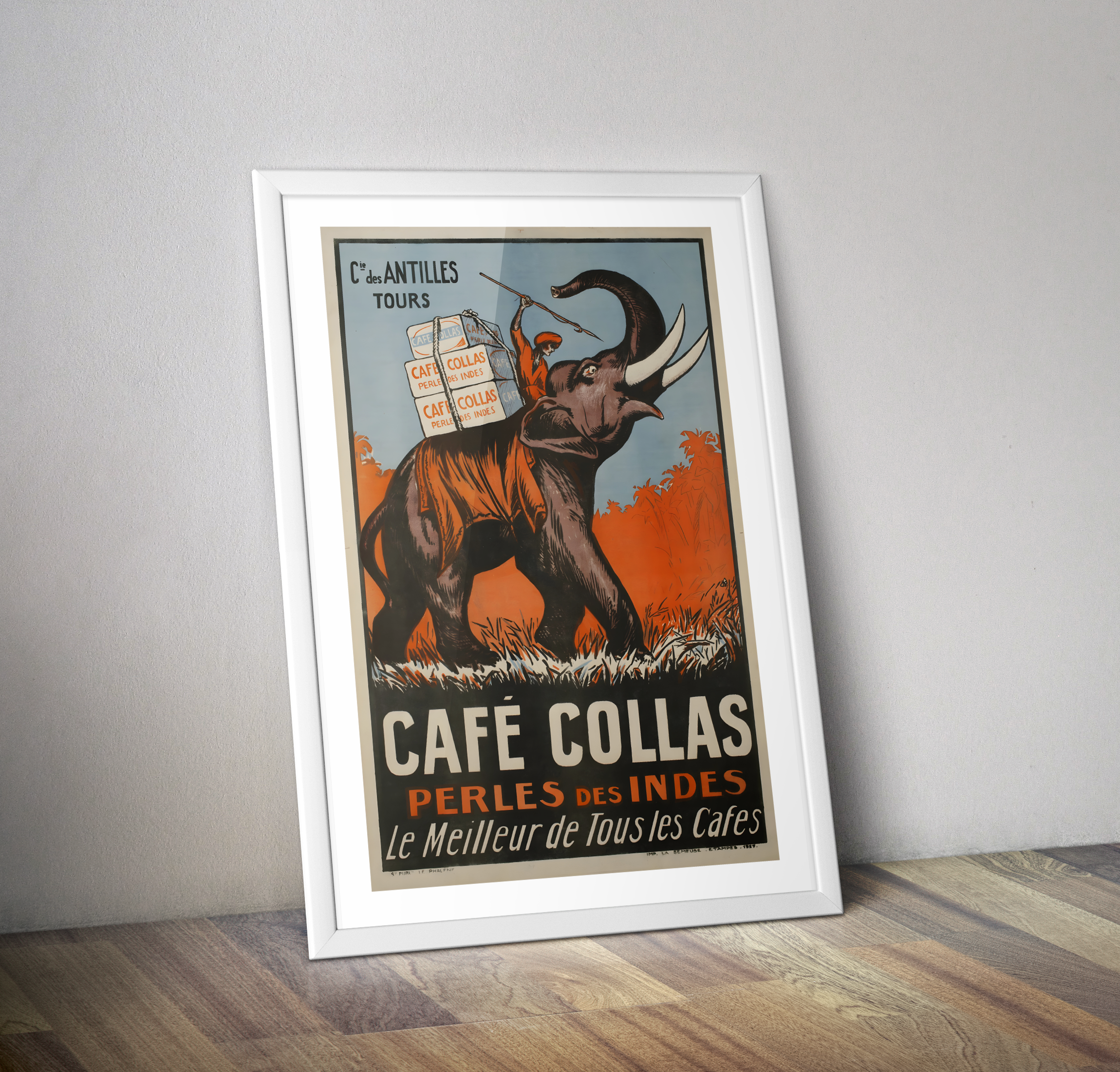 Affiche vintage café COLLAS perles des Indes - Poster rétro