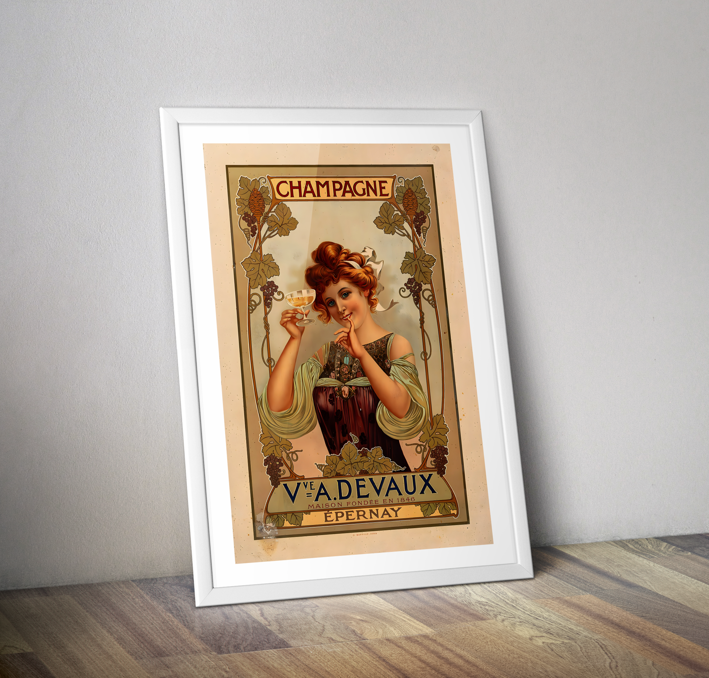 Affiche vintage Champagne Veuve DEVAUX Epernay - Poster vintage boisson