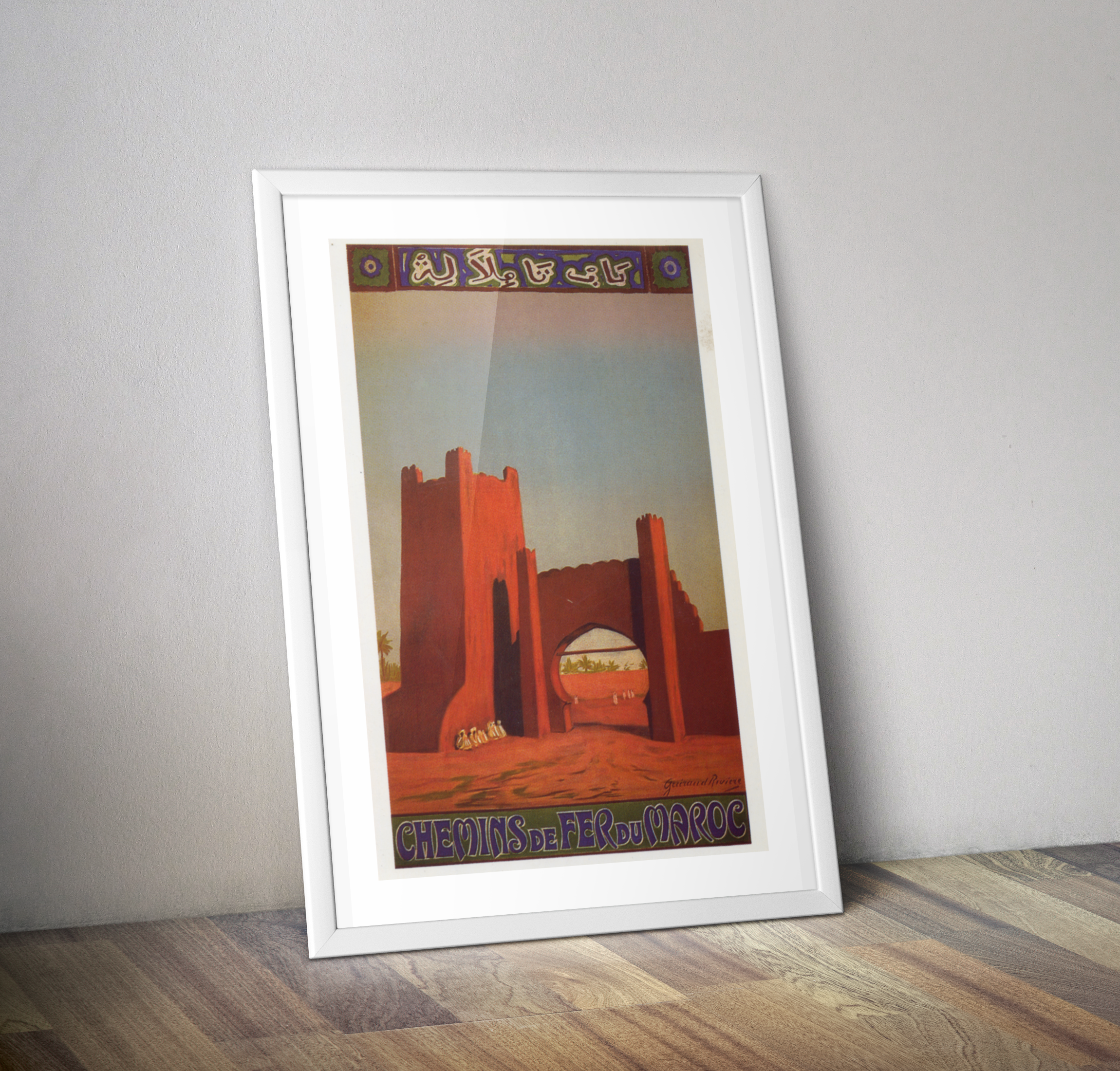 Affiche chemin de fer du Maroc Maurice Riviere 1933