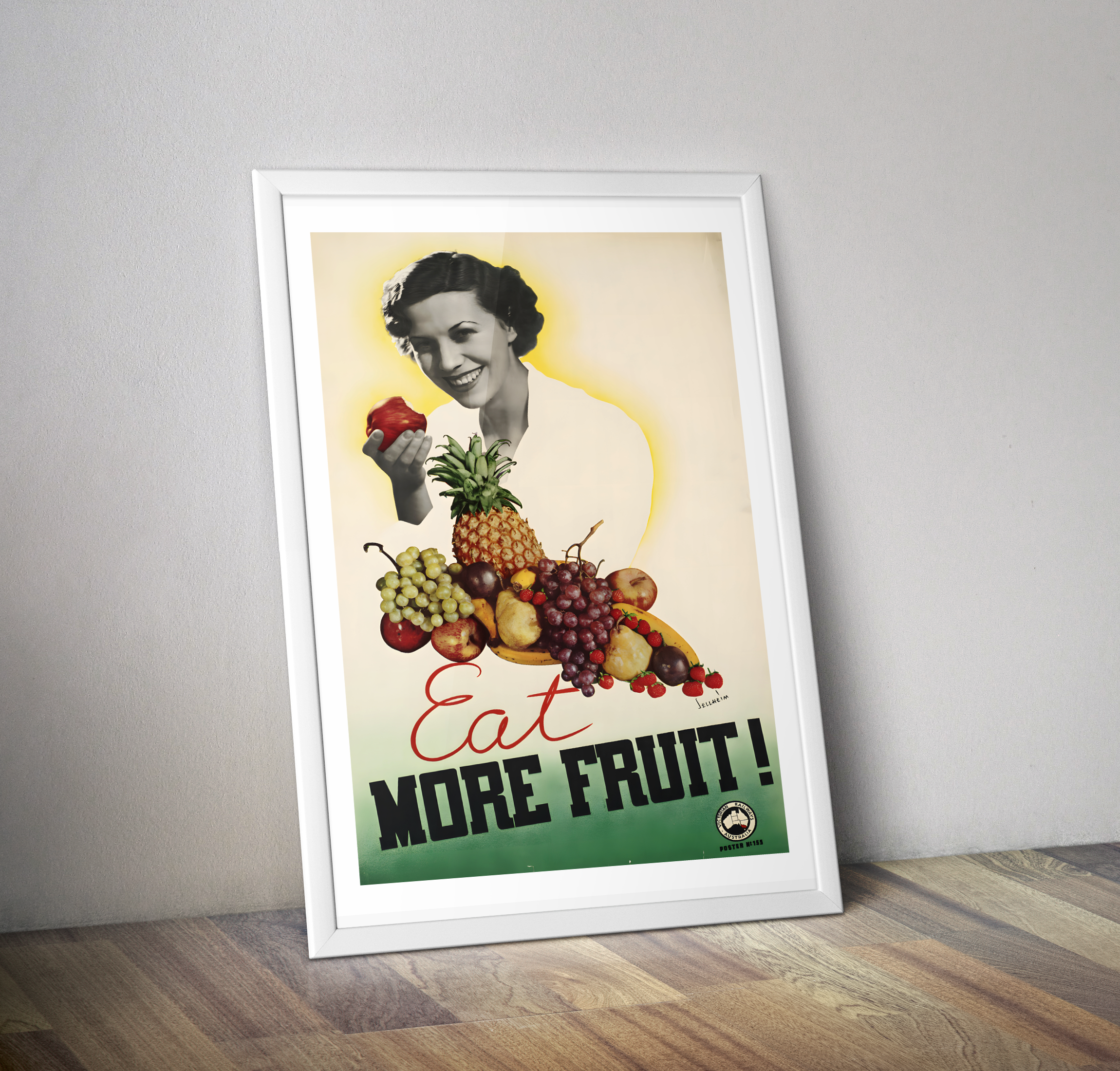 Affiche Vintage. Cartel Vintage Éducatif Sur L'habitude "manger Plus De Fruits"