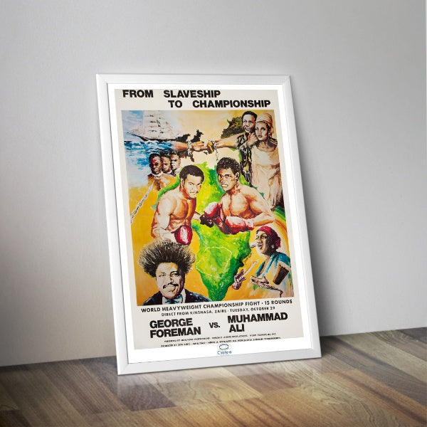 Affiche combat Ali contre Forman 15 rounds au Zaire - Poster vintage