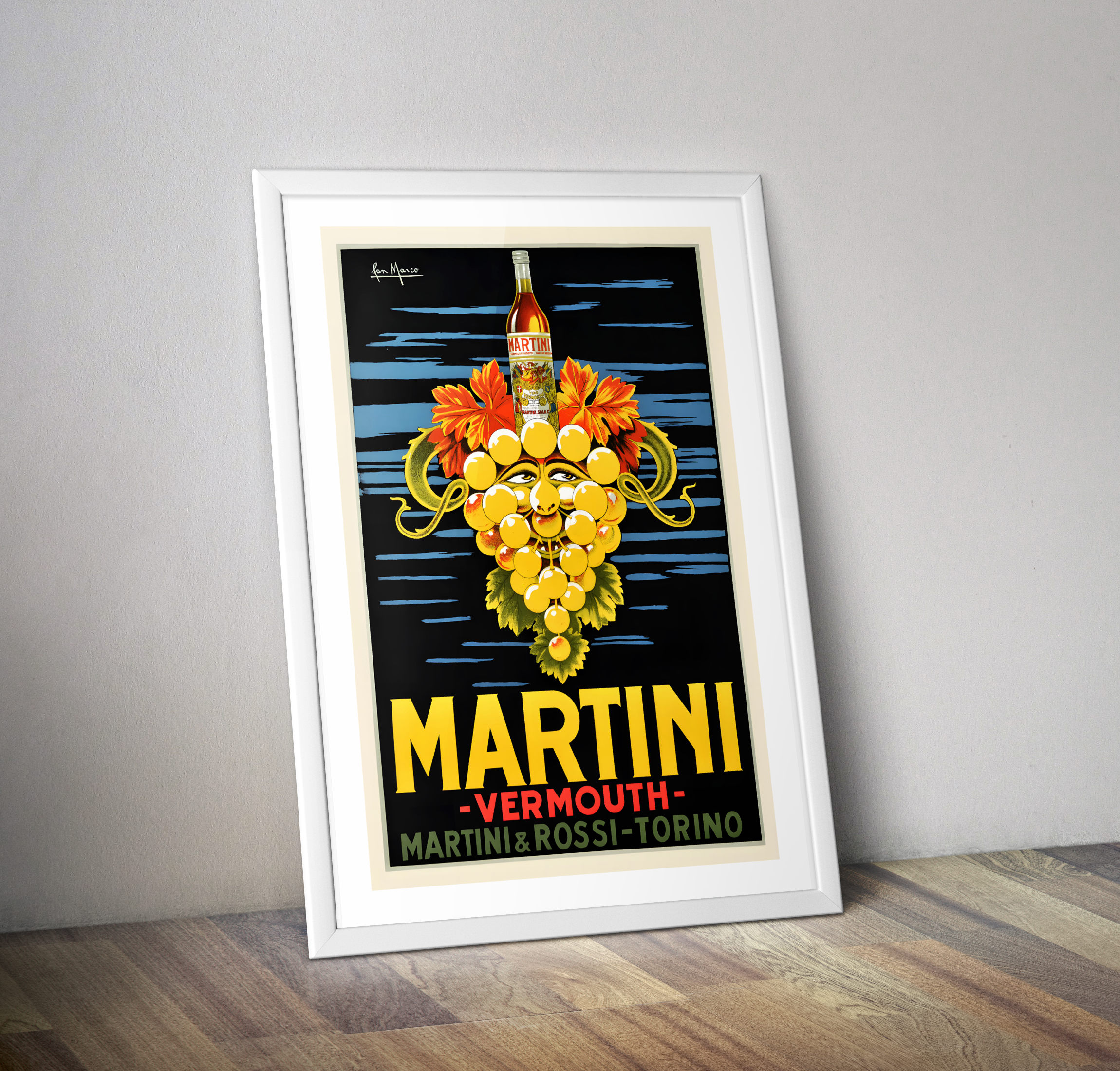 Affiche vintage pub MARTINI - Poster vintage Martini et Rossi Torino